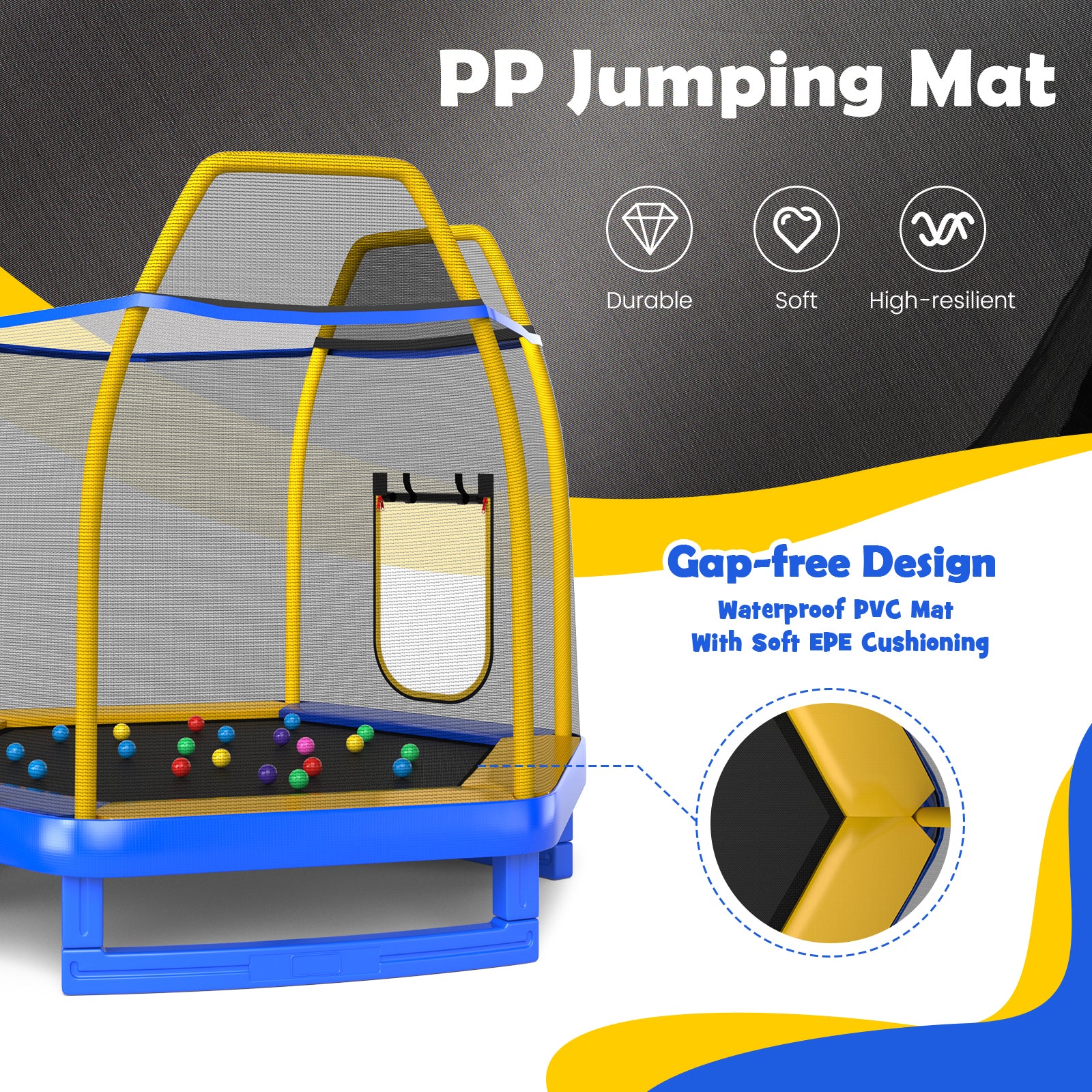 7 Feet Trampoline with Ladder and Slide for Indoor and Outdoor - Image 7