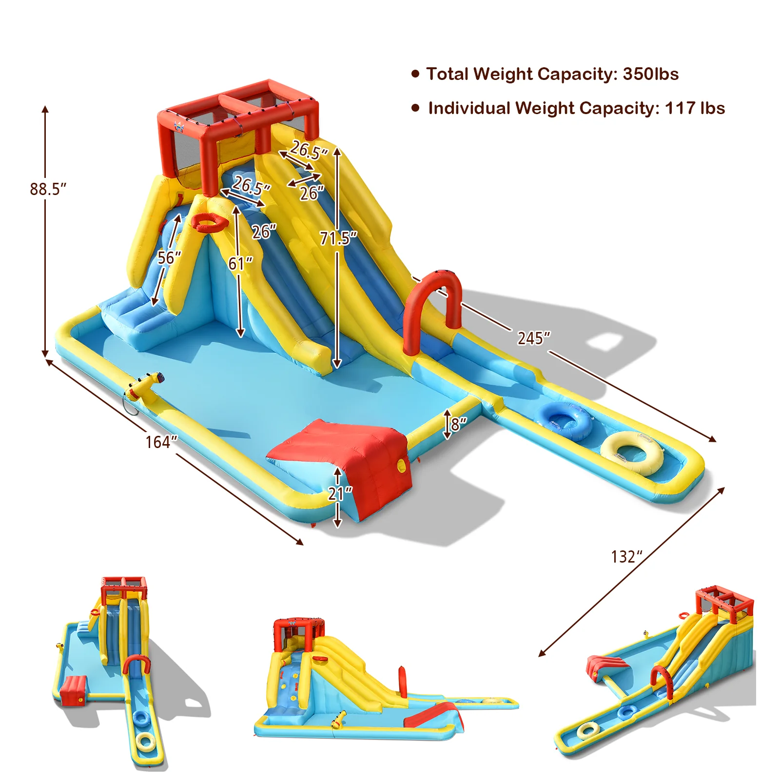 7-in-1 Inflatable Dual Slide Water Park Bounce House With 680W Blower - Image 5