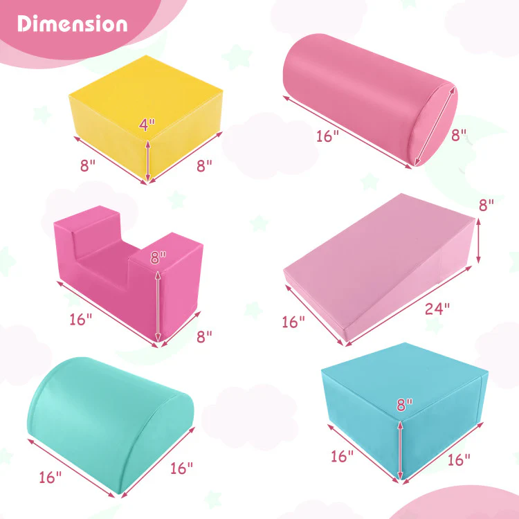 7-in-1 Pikler Triangle Set with 6-Piece Foam Blocks for Toddlers Indoor Playground - Image 5