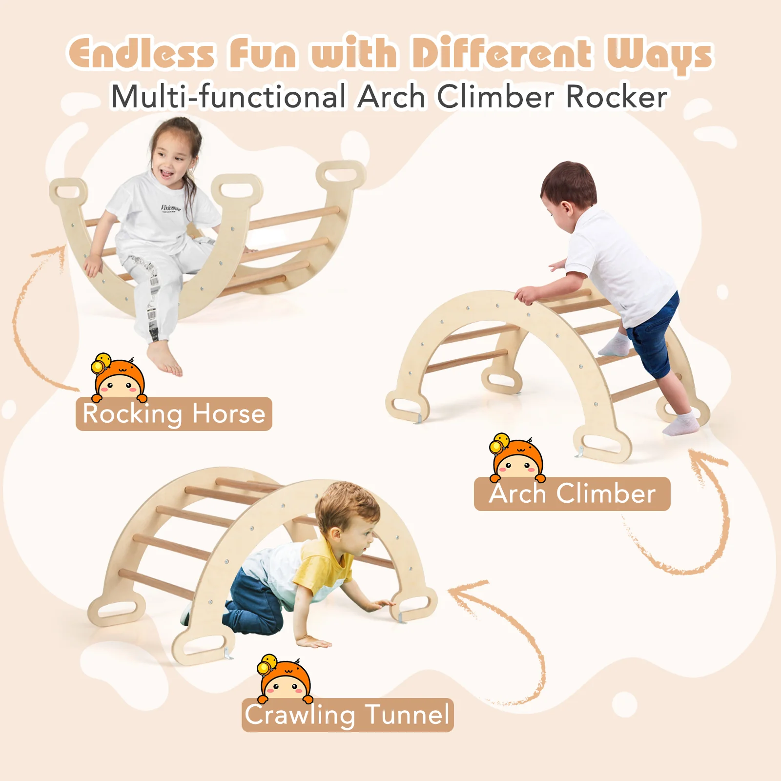 7-in-1 Pikler Triangle Set with 6-Piece Foam Blocks for Toddlers Indoor Playground - Image 8
