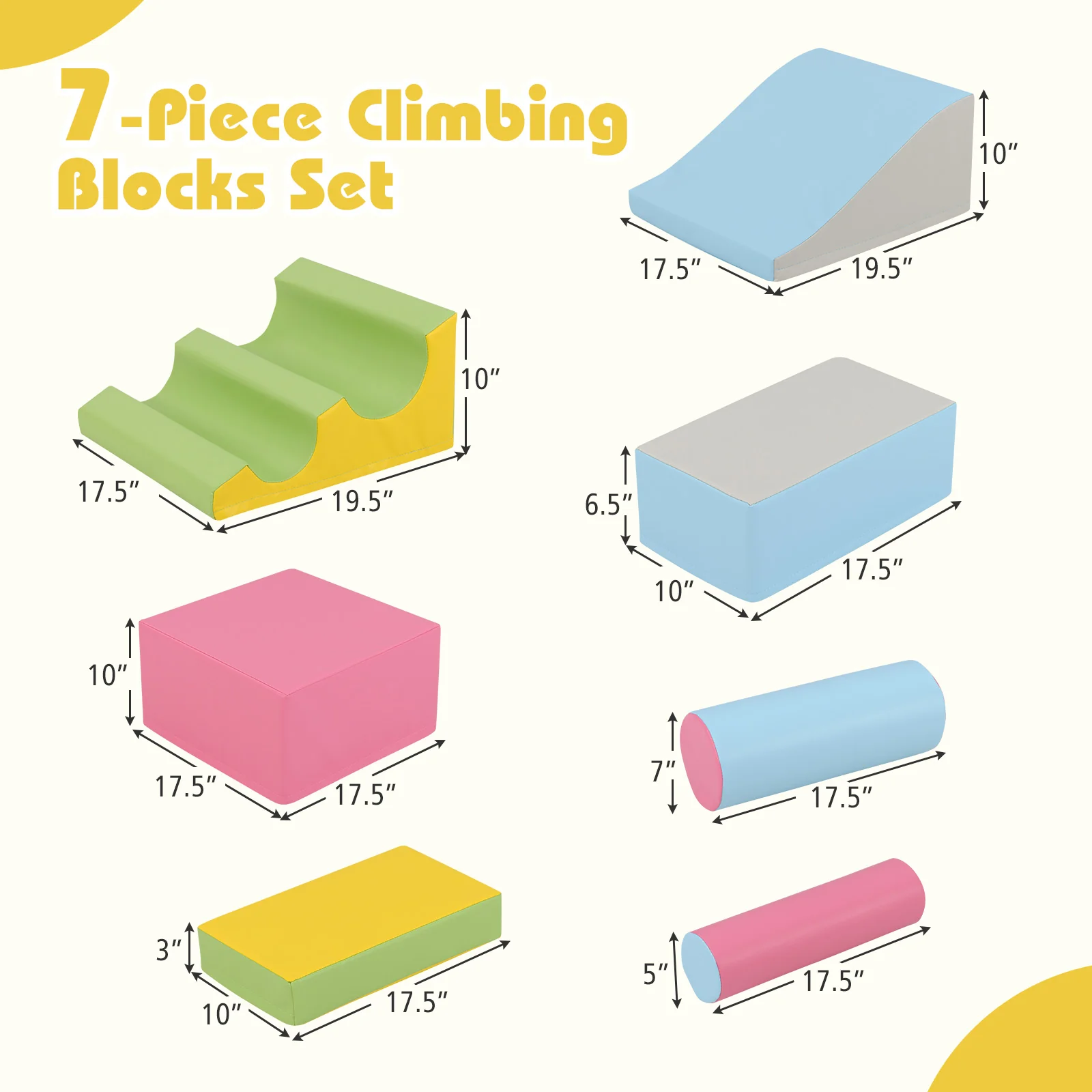 7-Piece Foam Blocks for Toddlers Soft Climbing Toys Indoor Play for Babies - Image 12