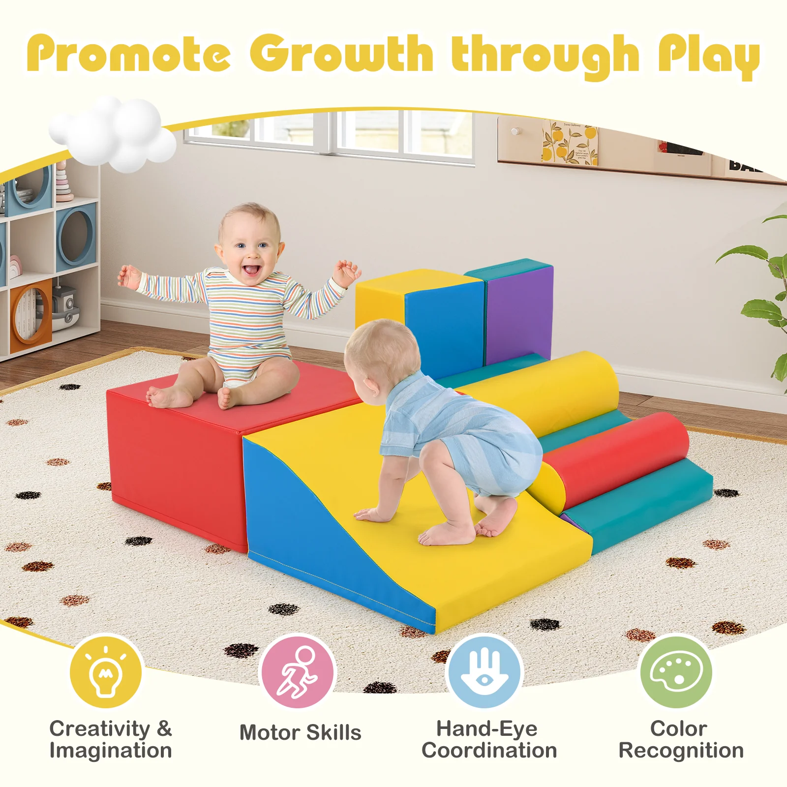 7-Piece Foam Blocks for Toddlers Soft Climbing Toys Indoor Play for Babies - Image 2