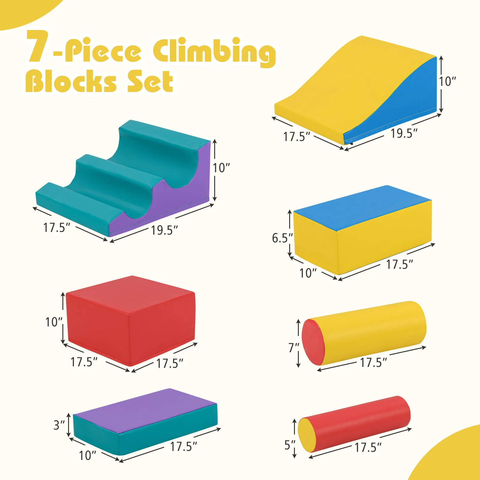 7-Piece Foam Blocks for Toddlers Soft Climbing Toys Indoor Play for Babies - Image 5