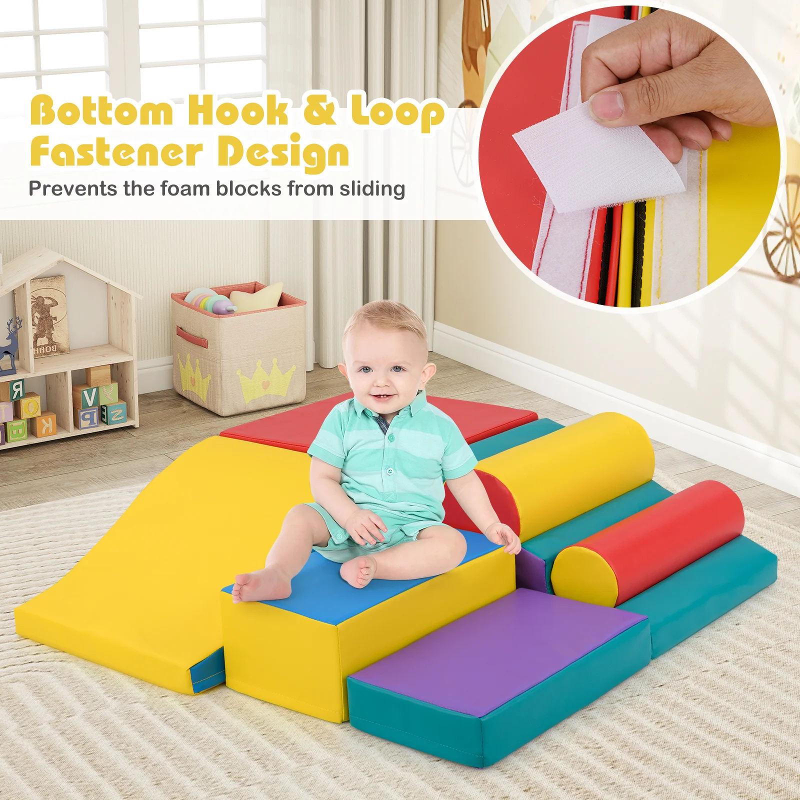 7-Piece Foam Blocks for Toddlers Soft Climbing Toys Indoor Play for Babies - Image 6