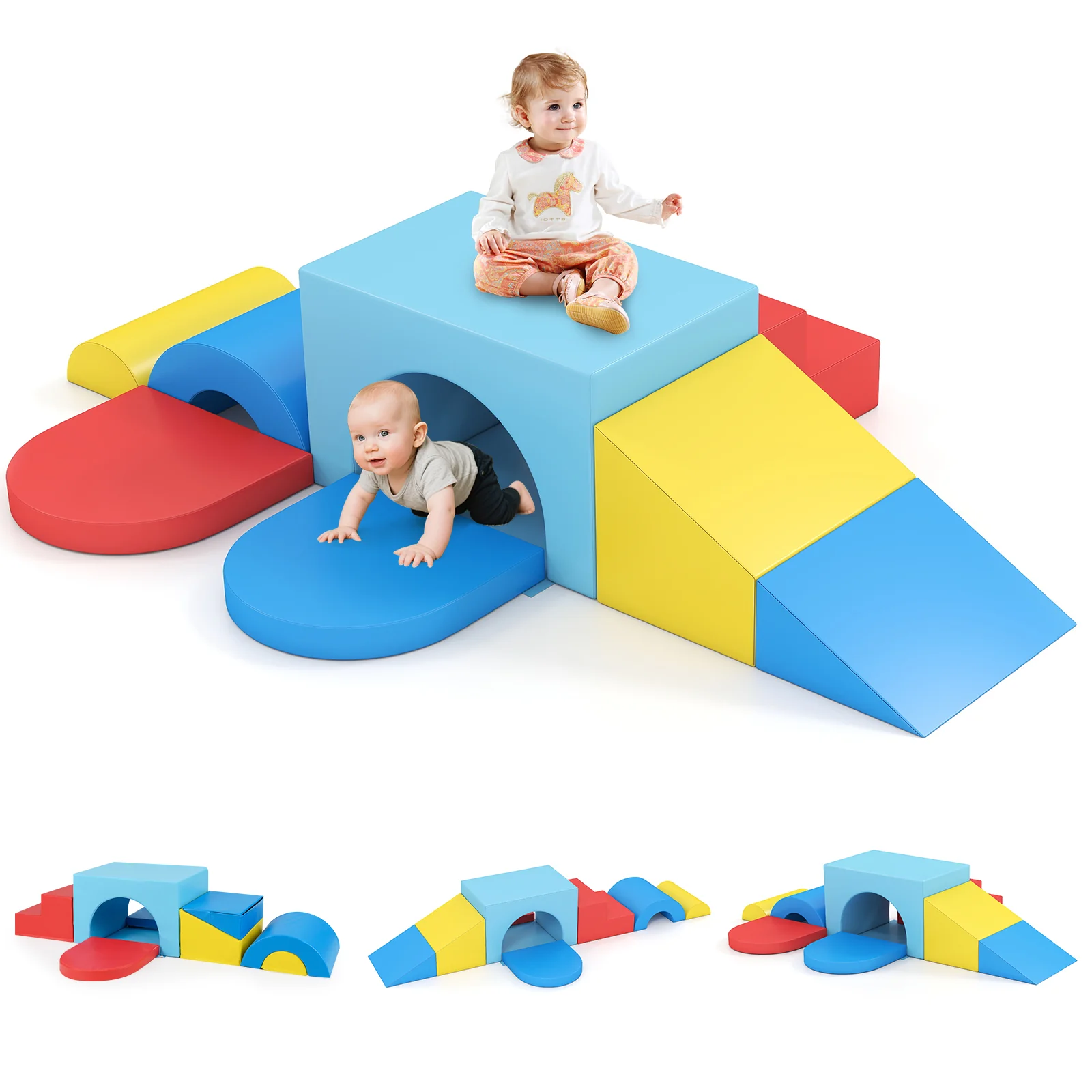 7-Piece Soft Foam Toddler Climbing Blocks Set PU Leather for 1+ Year Old - Image 10