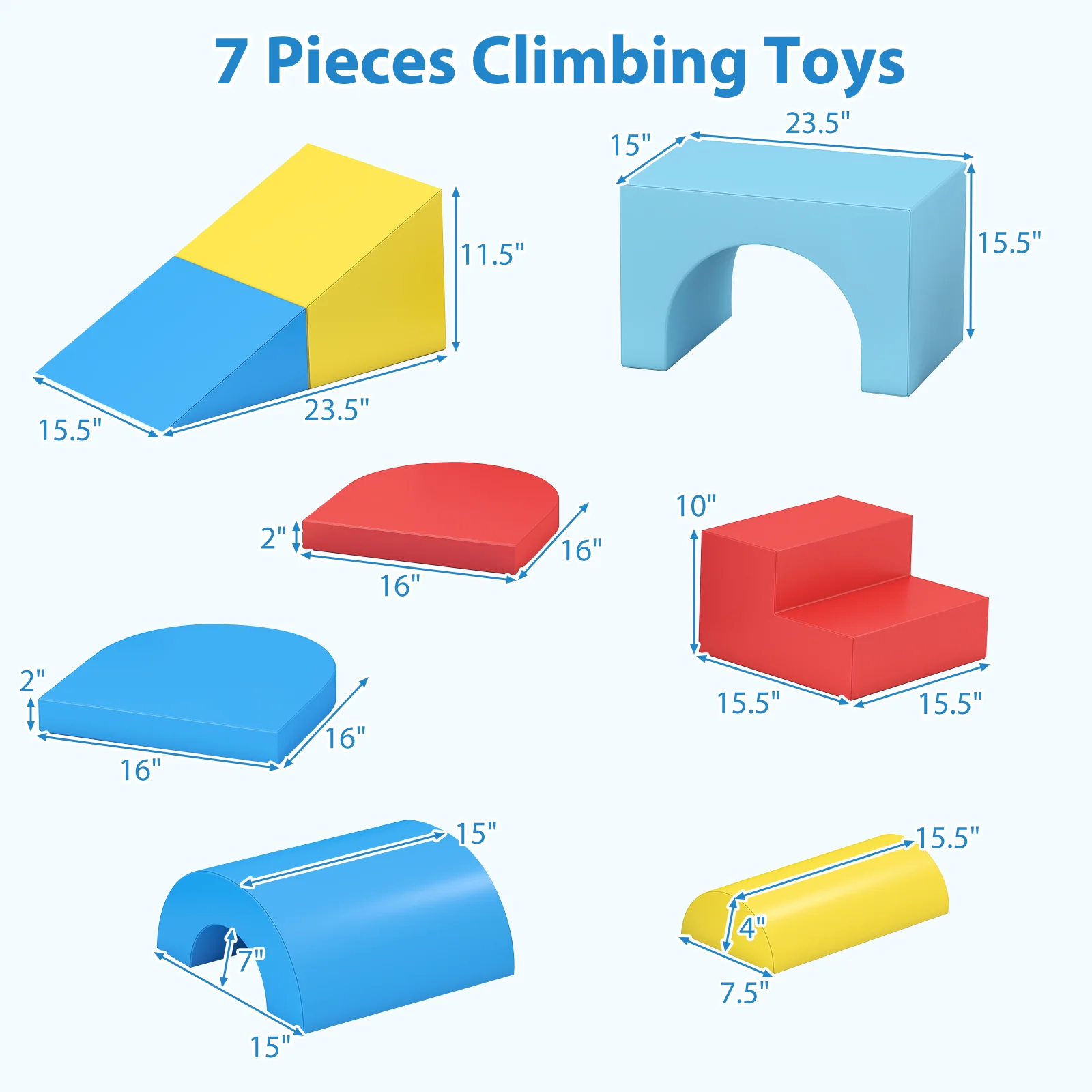 7-Piece Soft Foam Toddler Climbing Blocks Set PU Leather for 1+ Year Old - Image 12