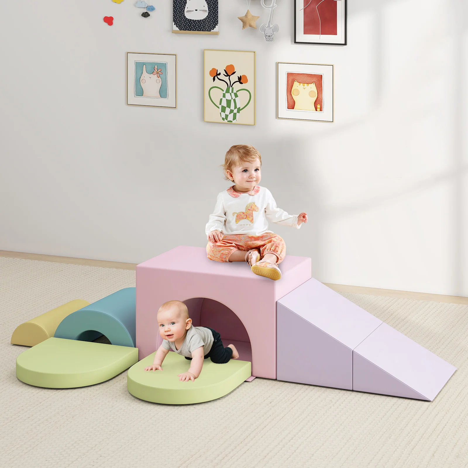 7-Piece Soft Foam Toddler Climbing Blocks Set PU Leather for 1+ Year Old - Image 17