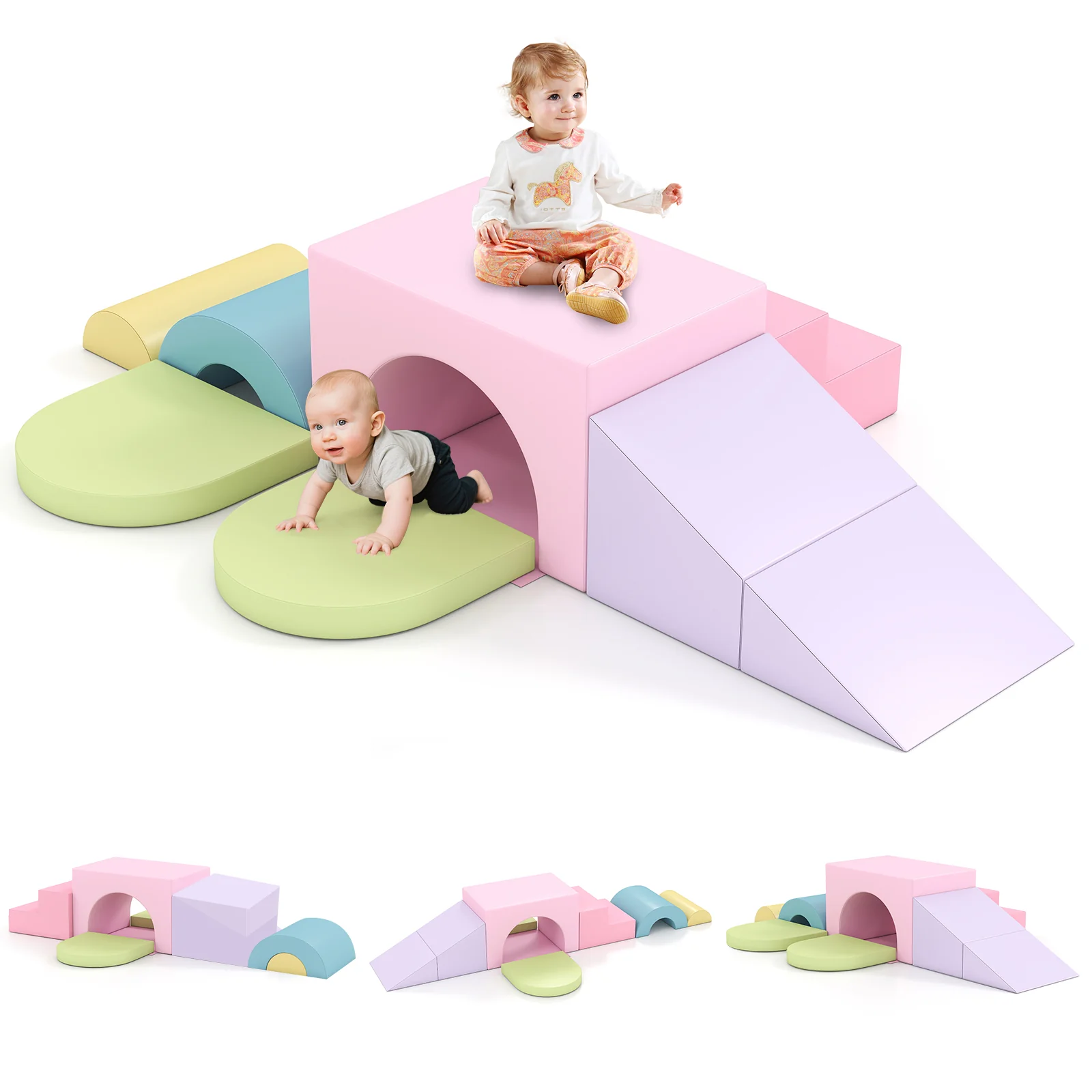 7-Piece Soft Foam Toddler Climbing Blocks Set PU Leather for 1+ Year Old - Image 18