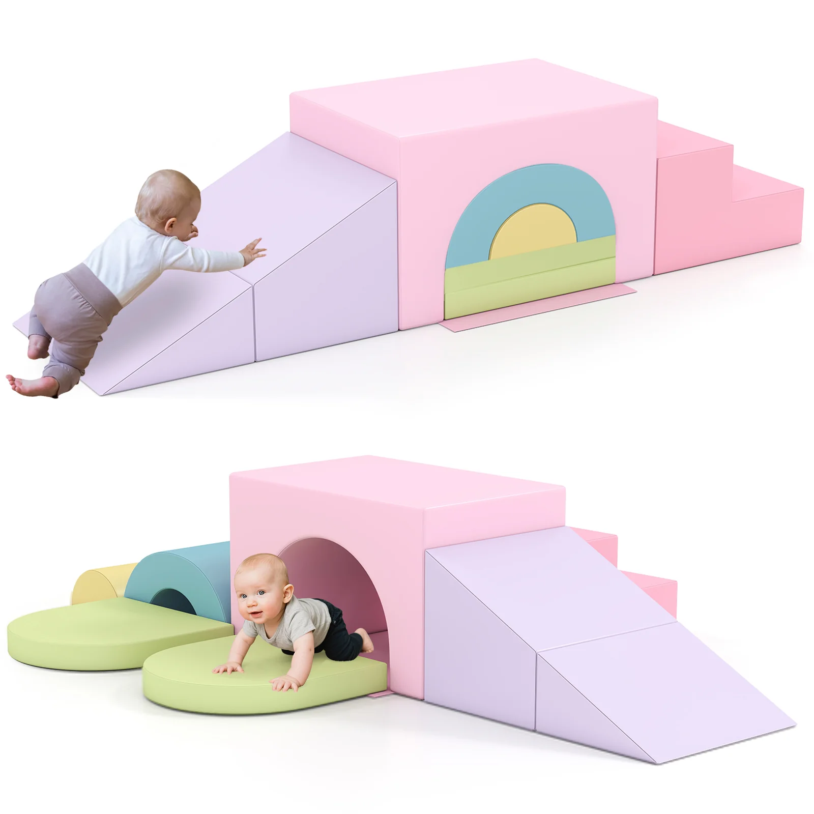 7-Piece Soft Foam Toddler Climbing Blocks Set PU Leather for 1+ Year Old - Image 19