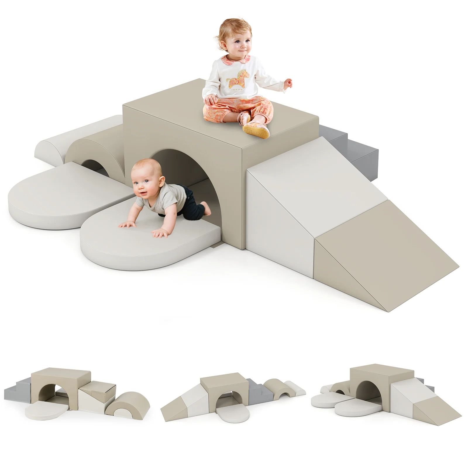 7-Piece Soft Foam Toddler Climbing Blocks Set PU Leather for 1+ Year Old - Image 2