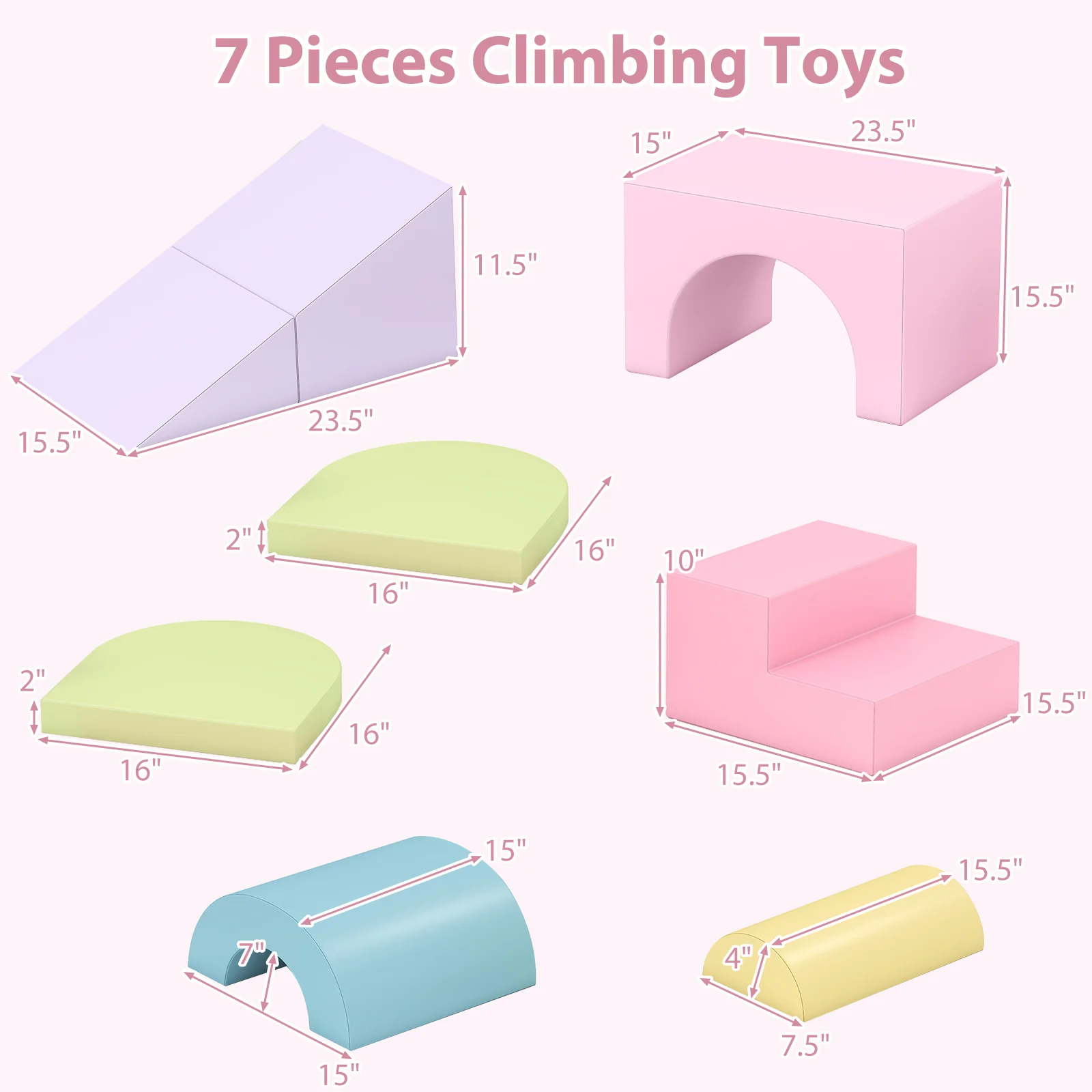 7-Piece Soft Foam Toddler Climbing Blocks Set PU Leather for 1+ Year Old - Image 20
