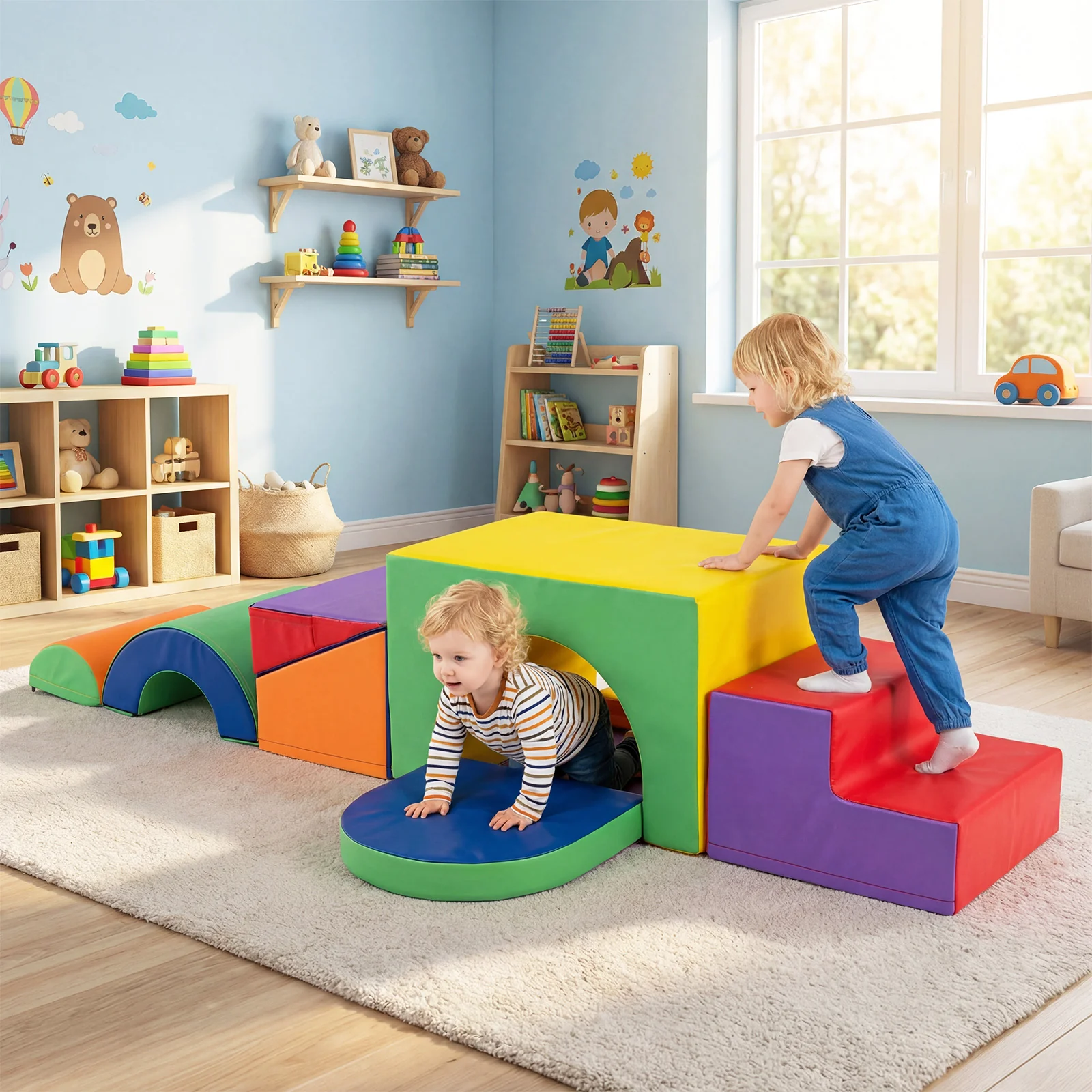 7-Piece Soft Foam Toddler Climbing Blocks Set PU Leather for 1+ Year Old - Image 25