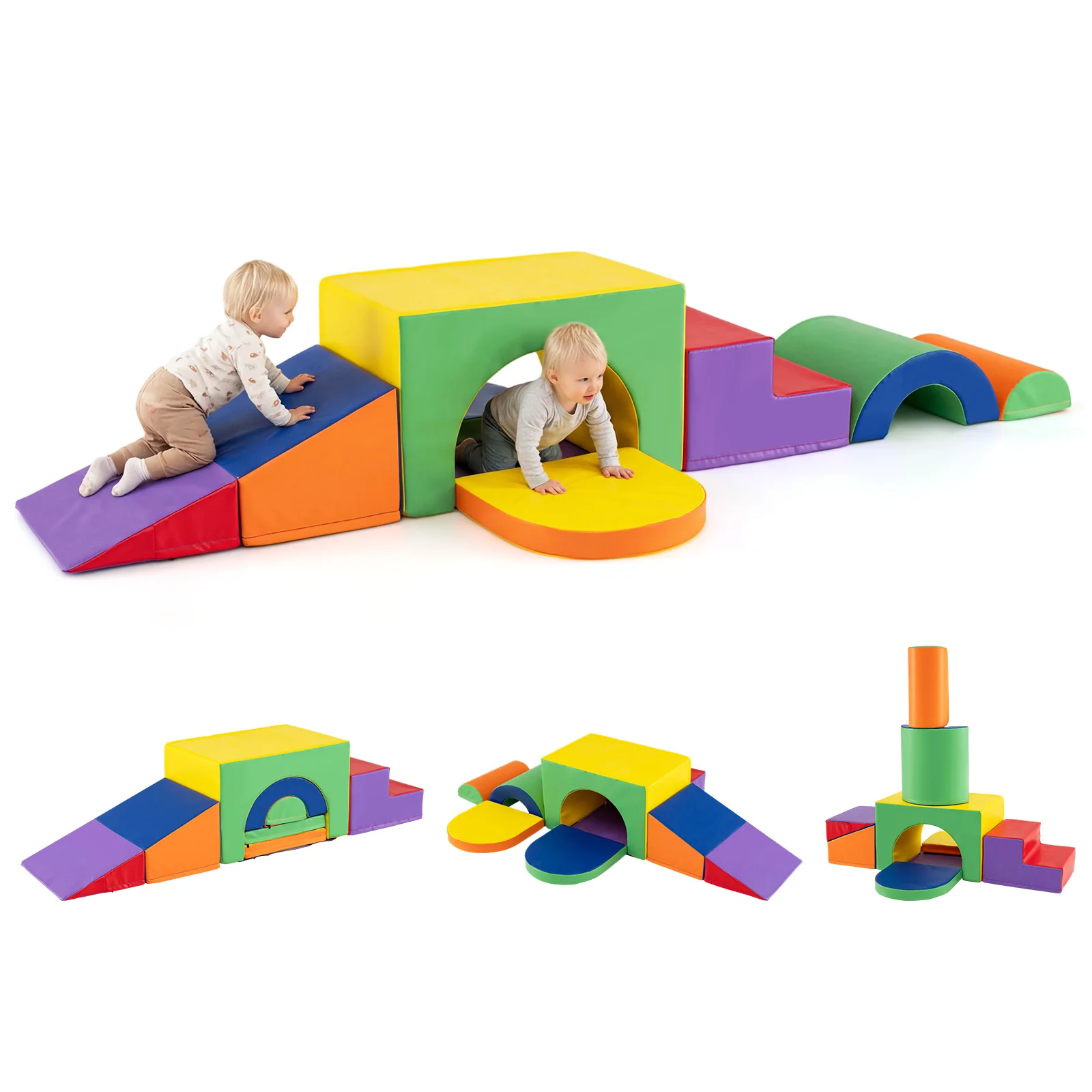 7-Piece Soft Foam Toddler Climbing Blocks Set PU Leather for 1+ Year Old - Image 27