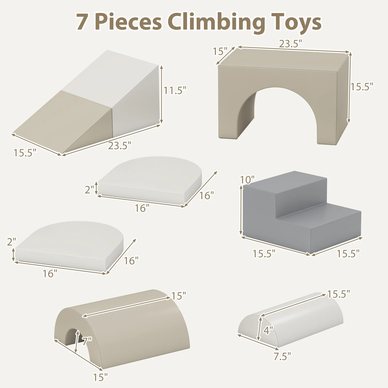 7-Piece Soft Foam Toddler Climbing Blocks Set PU Leather for 1+ Year Old - Image 4