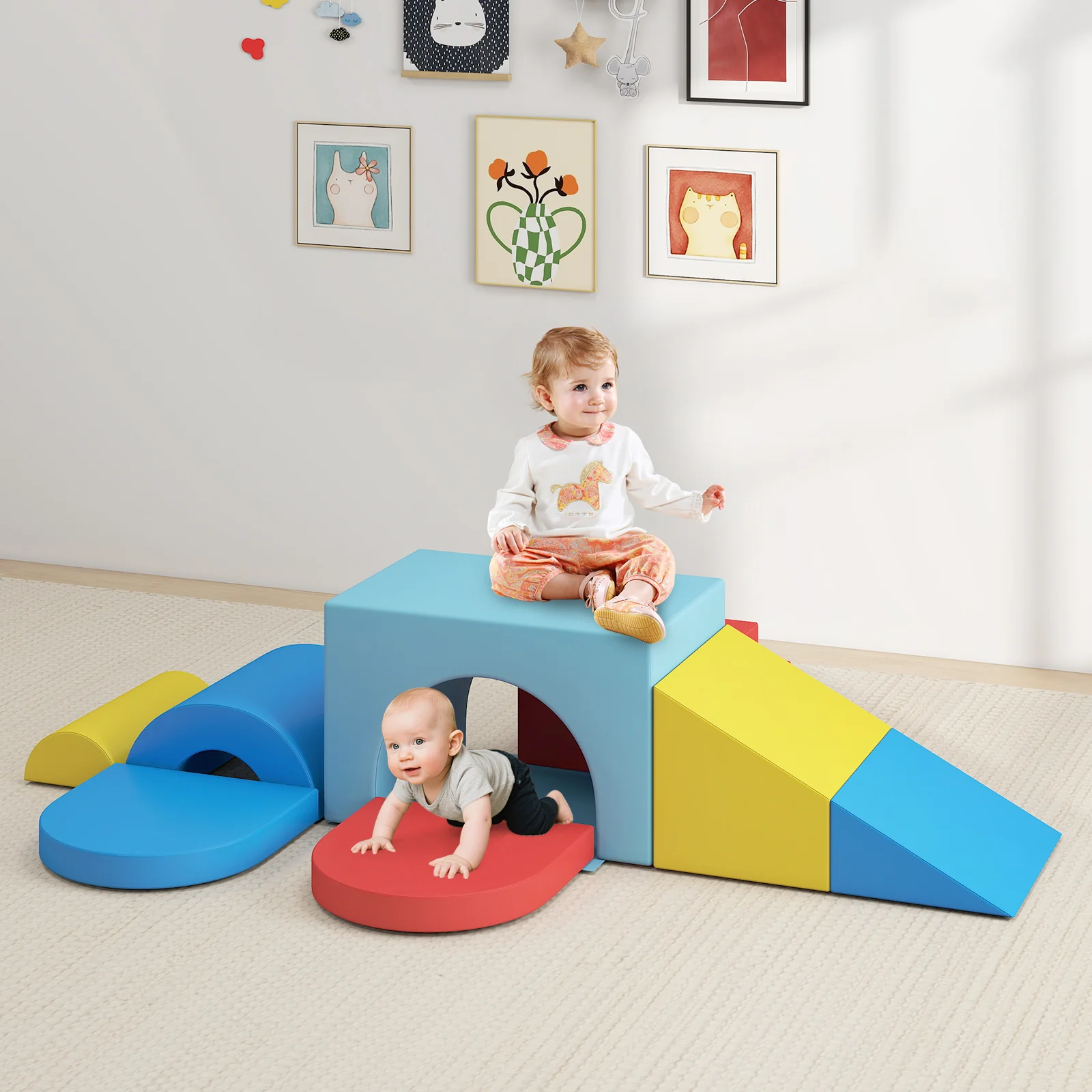 7-Piece Soft Foam Toddler Climbing Blocks Set PU Leather for 1+ Year Old - Image 9