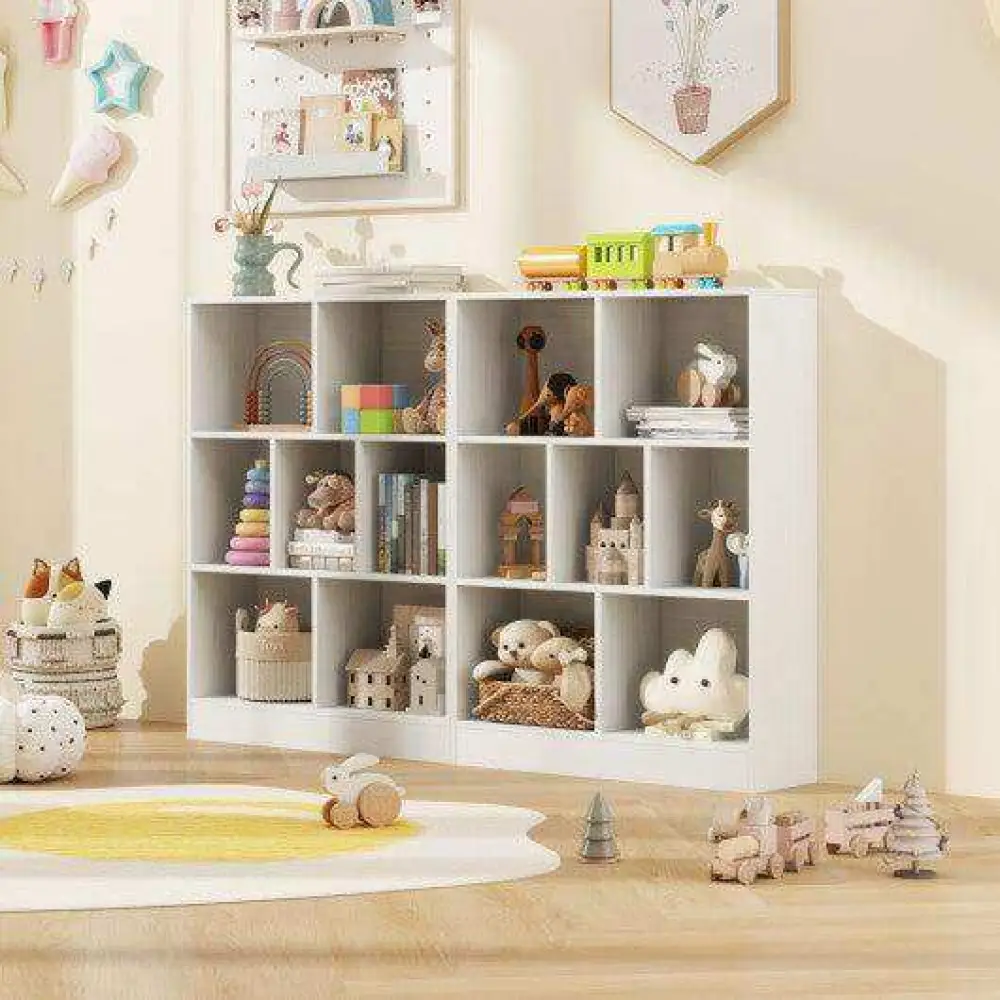 7-Section Freestanding Bookshelf for Kids Room Classroom Daycare Nursery-Natural - Image 9