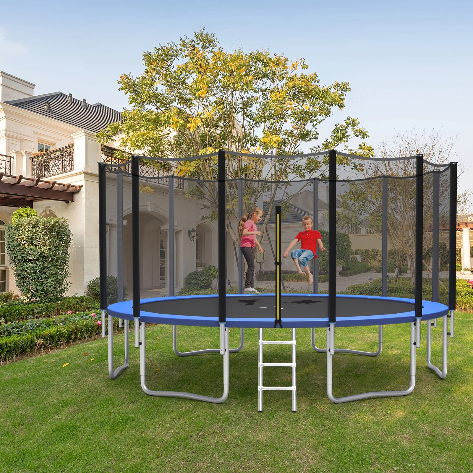 8/10/12/14/15/16 Feet Outdoor Trampoline Bounce Combo with Safety Closure Net Ladder