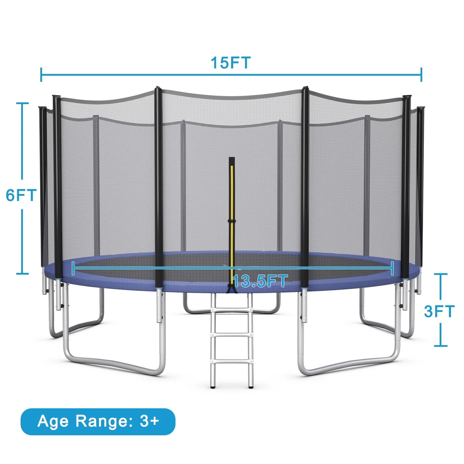 8/10/12/14/15/16 Feet Outdoor Trampoline Bounce Combo with Safety Closure Net Ladder - Image 12