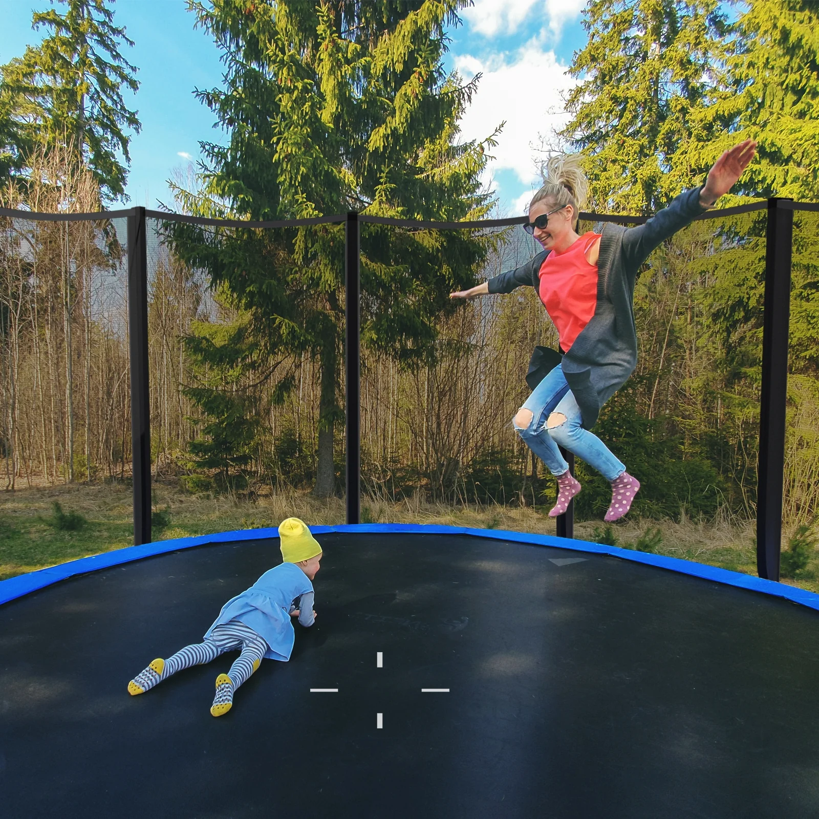 8/10/12/14/15/16 Feet Outdoor Trampoline Bounce Combo with Safety Closure Net Ladder - Image 42