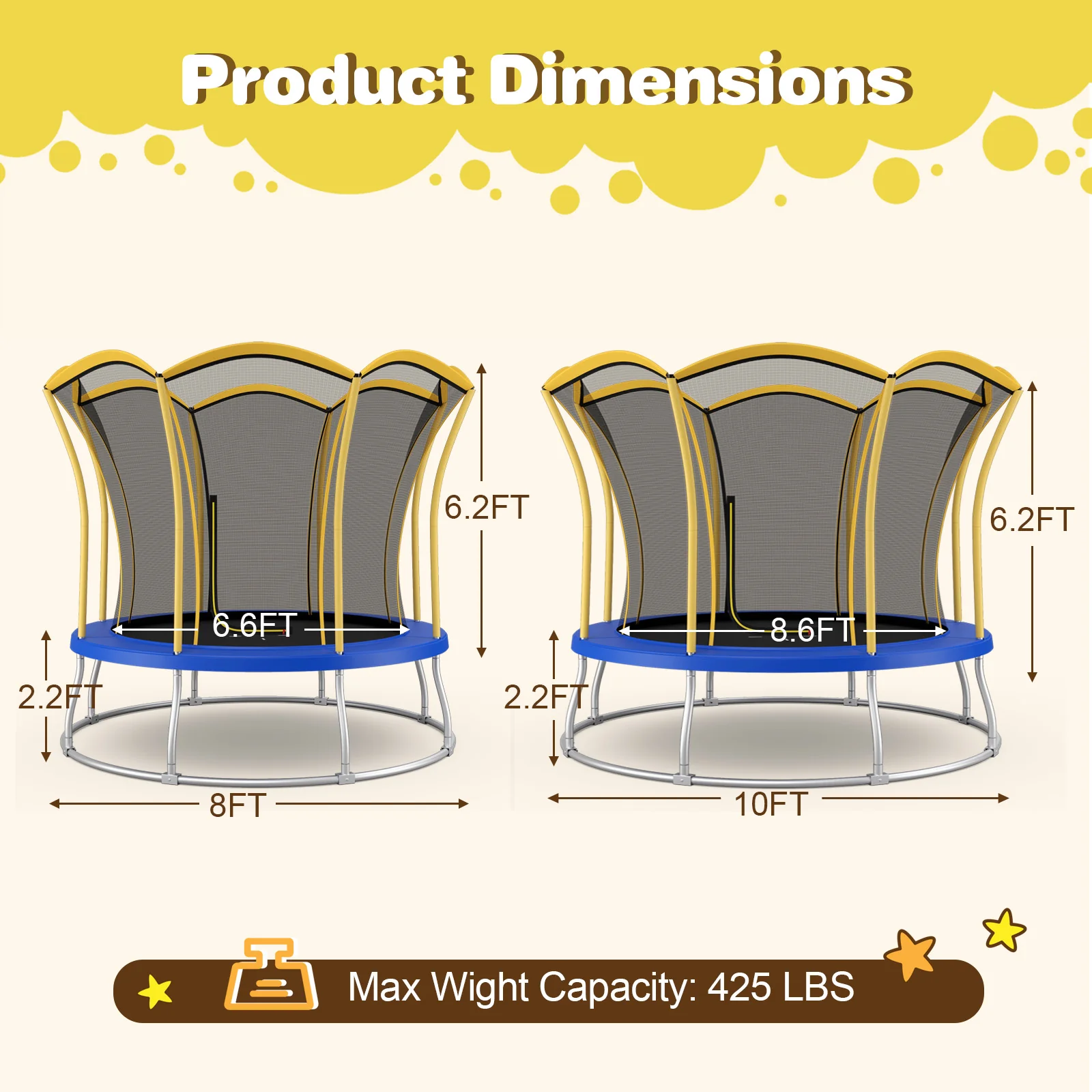 8 Feet Outdoor Unique Flower Shape Trampoline with Enclosure Net - Image 12