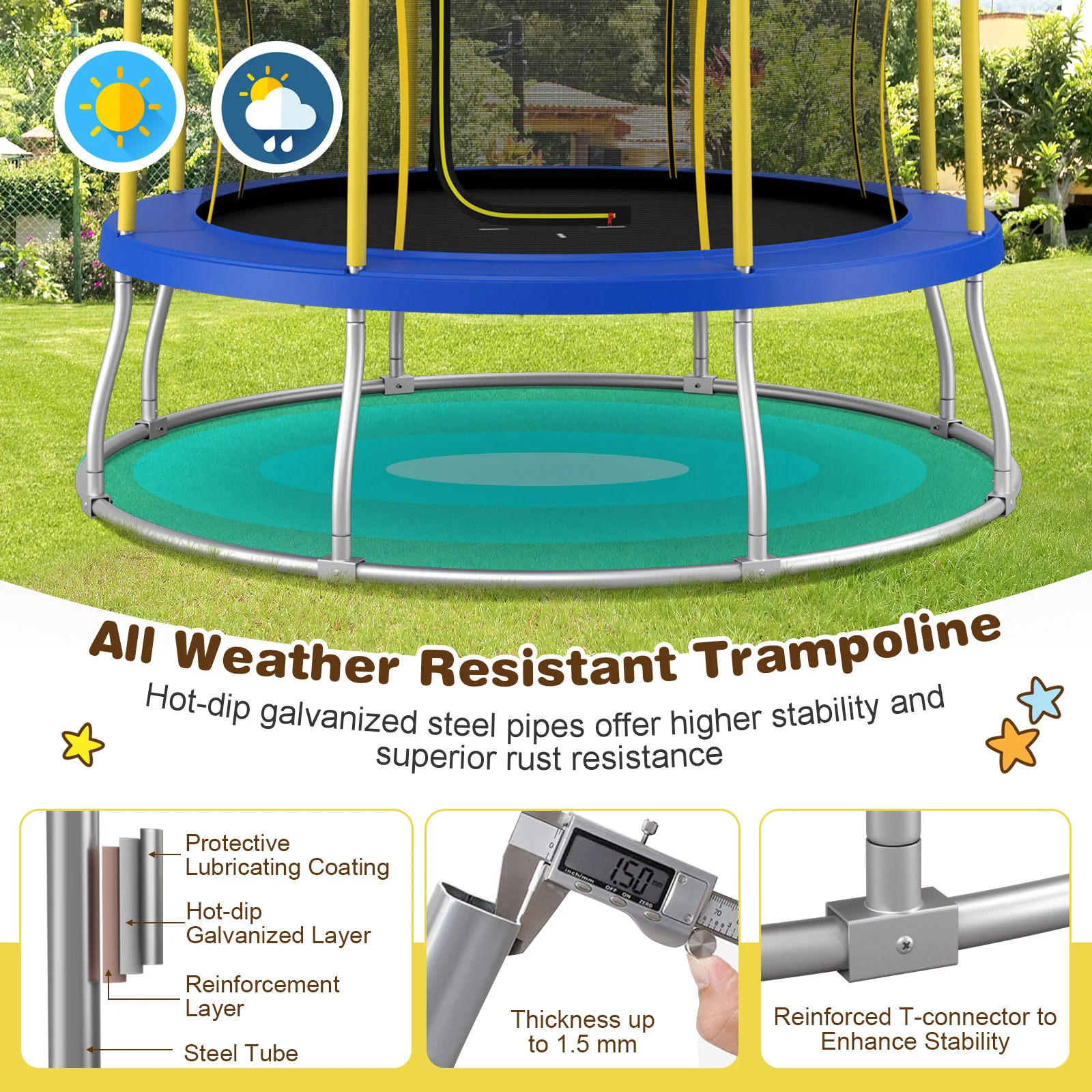 8 Feet Outdoor Unique Flower Shape Trampoline with Enclosure Net - Image 15