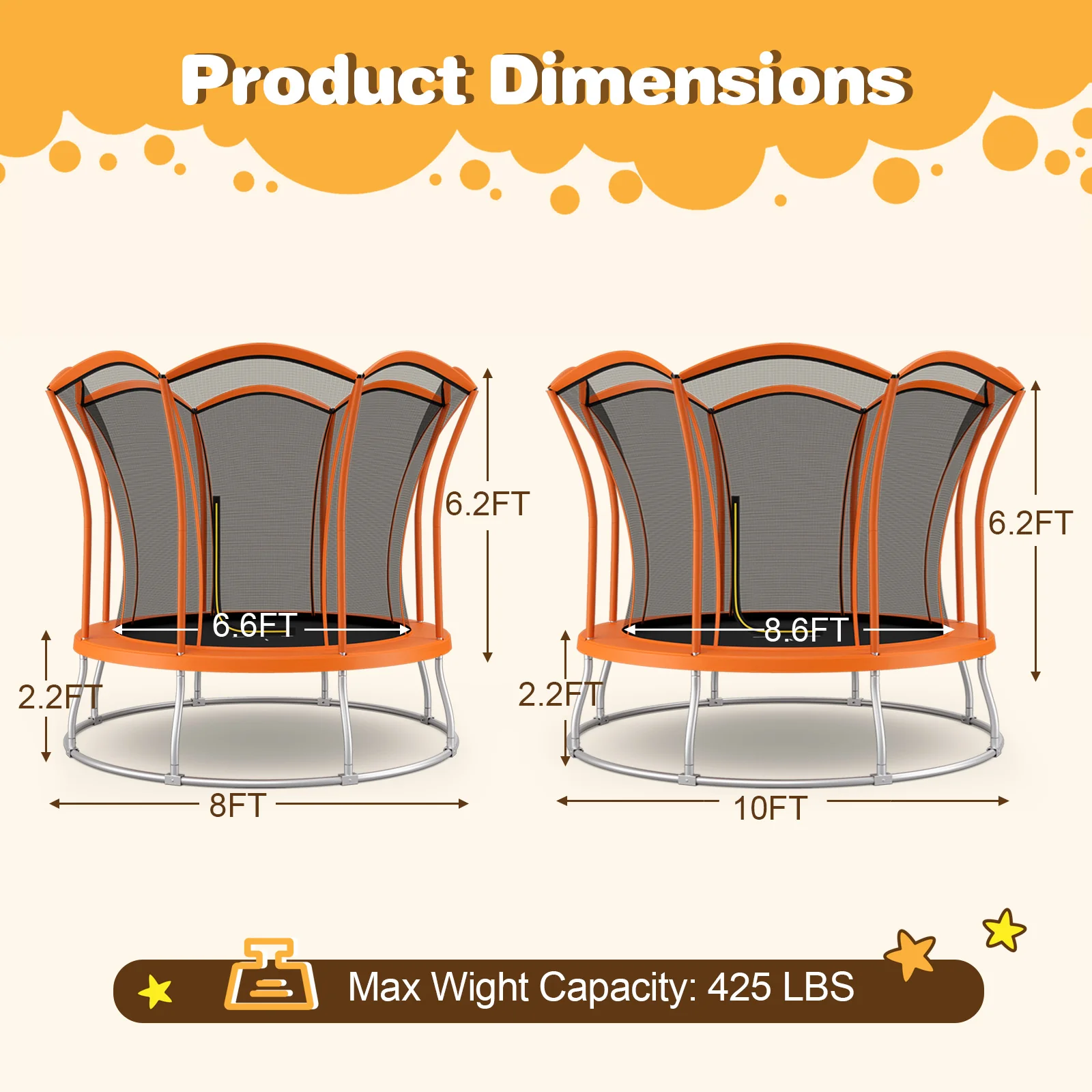 8 Feet Outdoor Unique Flower Shape Trampoline with Enclosure Net - Image 4