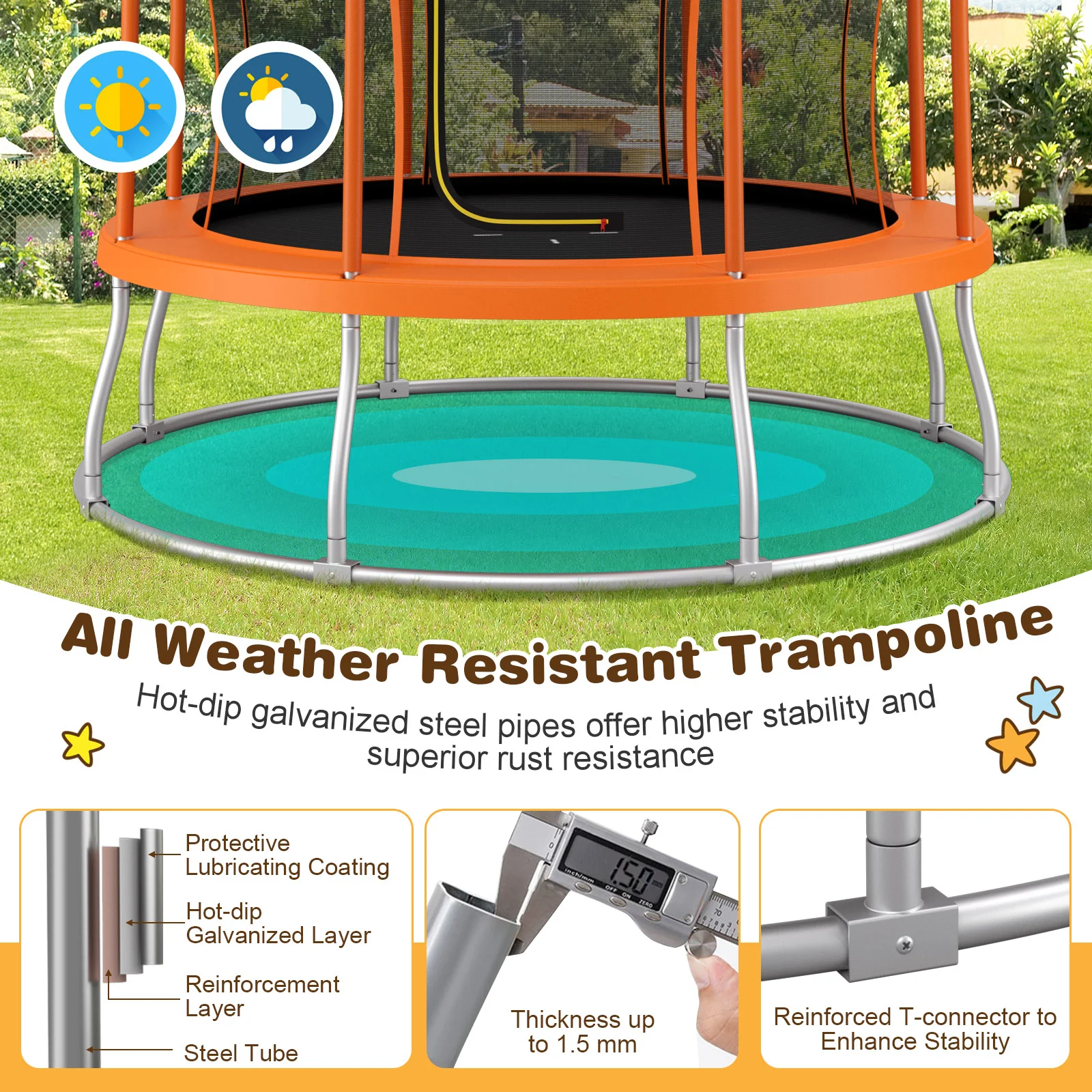 8 Feet Outdoor Unique Flower Shape Trampoline with Enclosure Net - Image 8