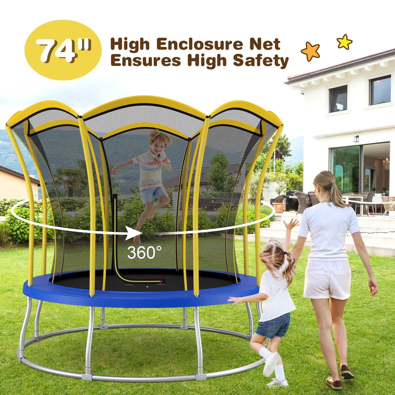 8 Feet Outdoor Unique Flower Shape Trampoline with Enclosure Net - Image 9