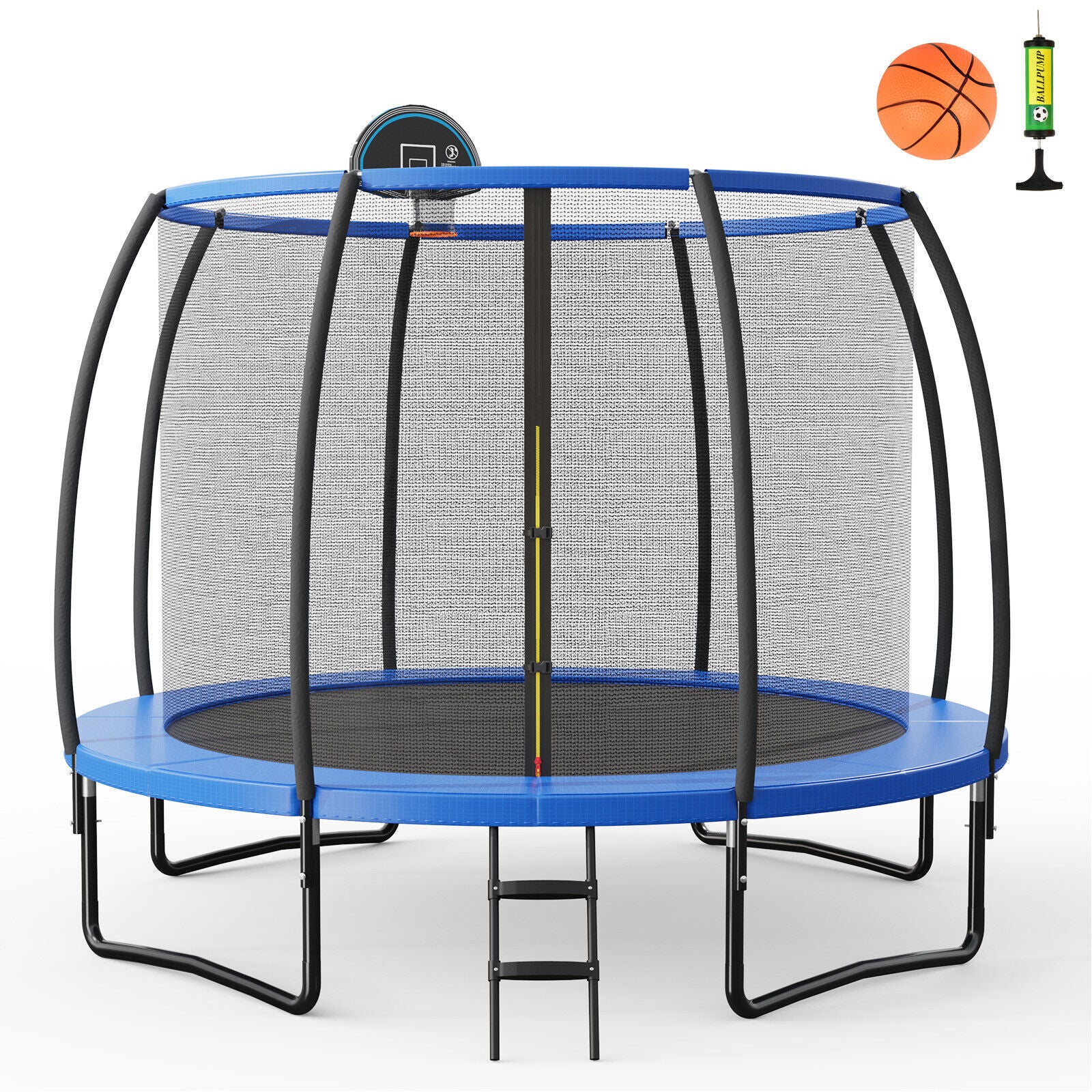 8 Feet Recreational Trampoline with Basketball Hoop and Net Ladder - Image 11