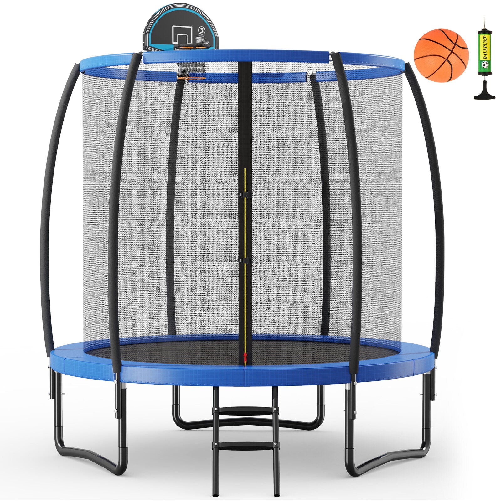 8 Feet Recreational Trampoline with Basketball Hoop and Net Ladder - Image 6