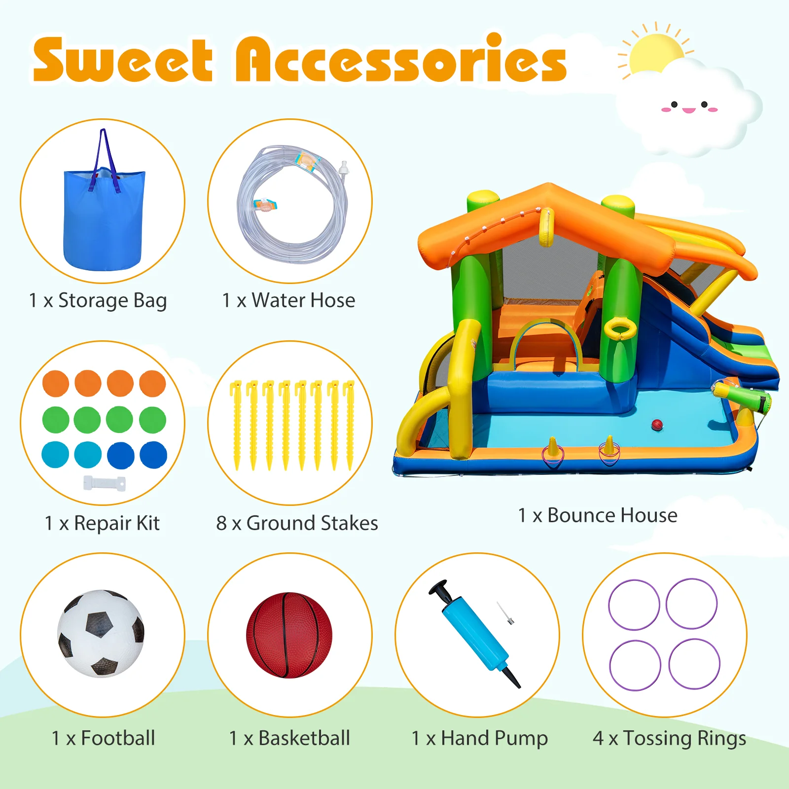 8-in-1 Inflatable Bounce House Water Park without Blower - Image 3