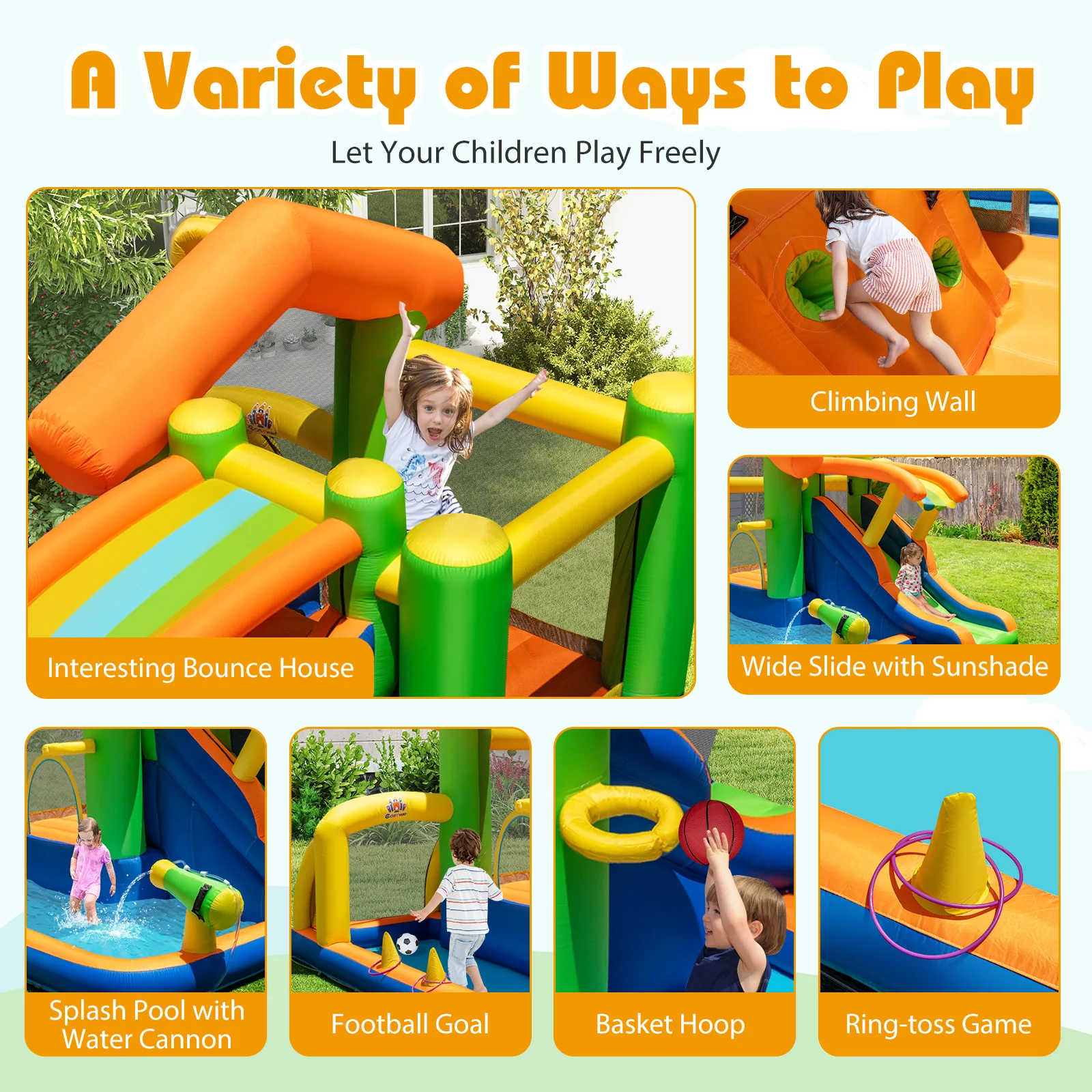 8-in-1 Inflatable Bounce House Water Park without Blower - Image 5