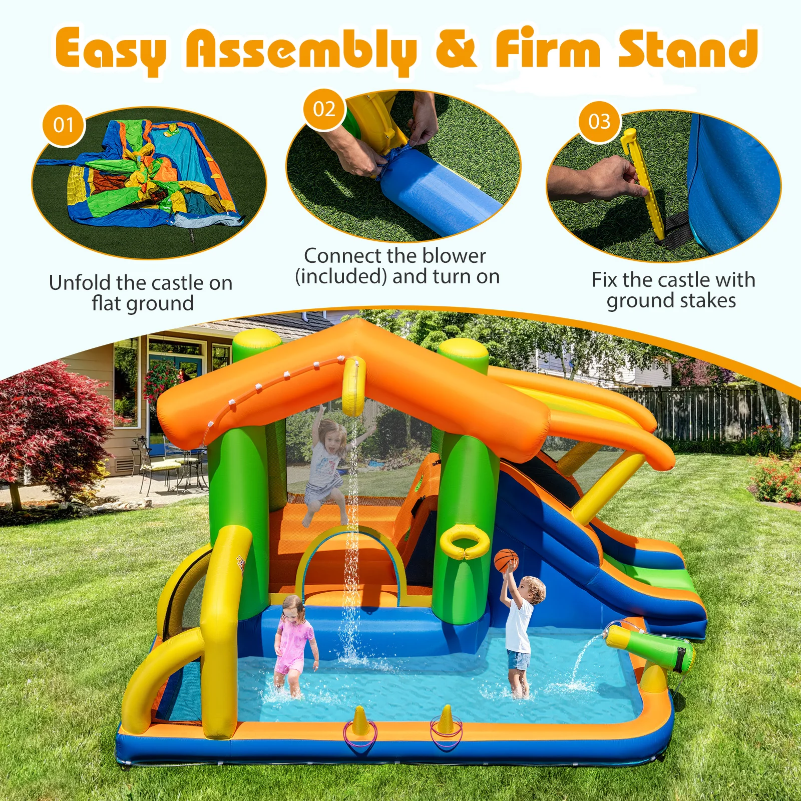 8-in-1 Inflatable Bounce House Water Park without Blower - Image 6