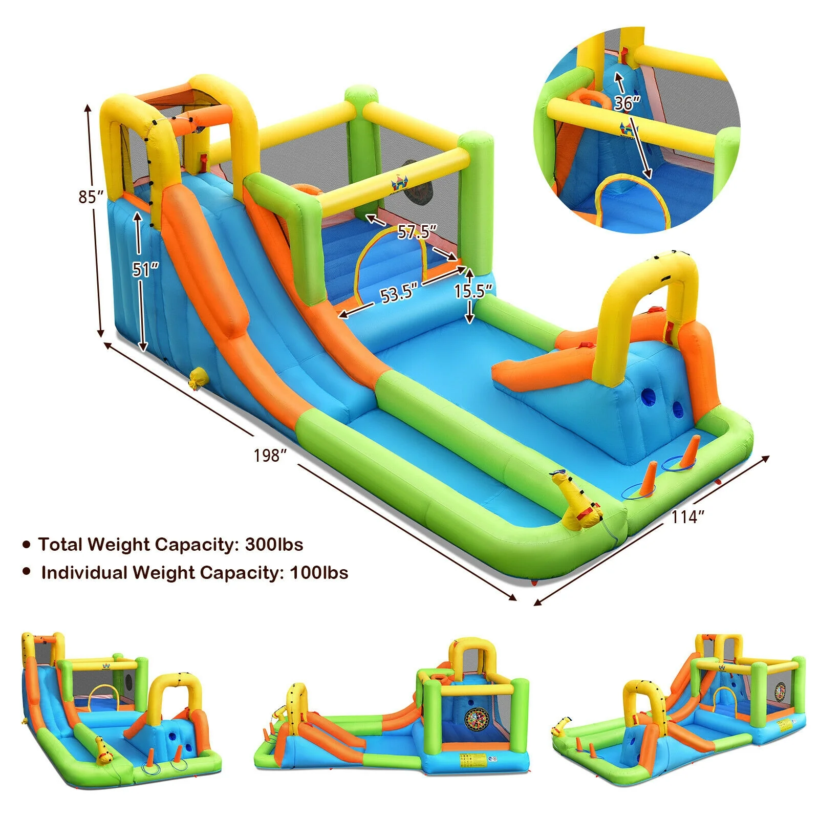 8-in-1 Inflatable Water Slide Bounce House with Splash Pool and 735W Blower - Image 5