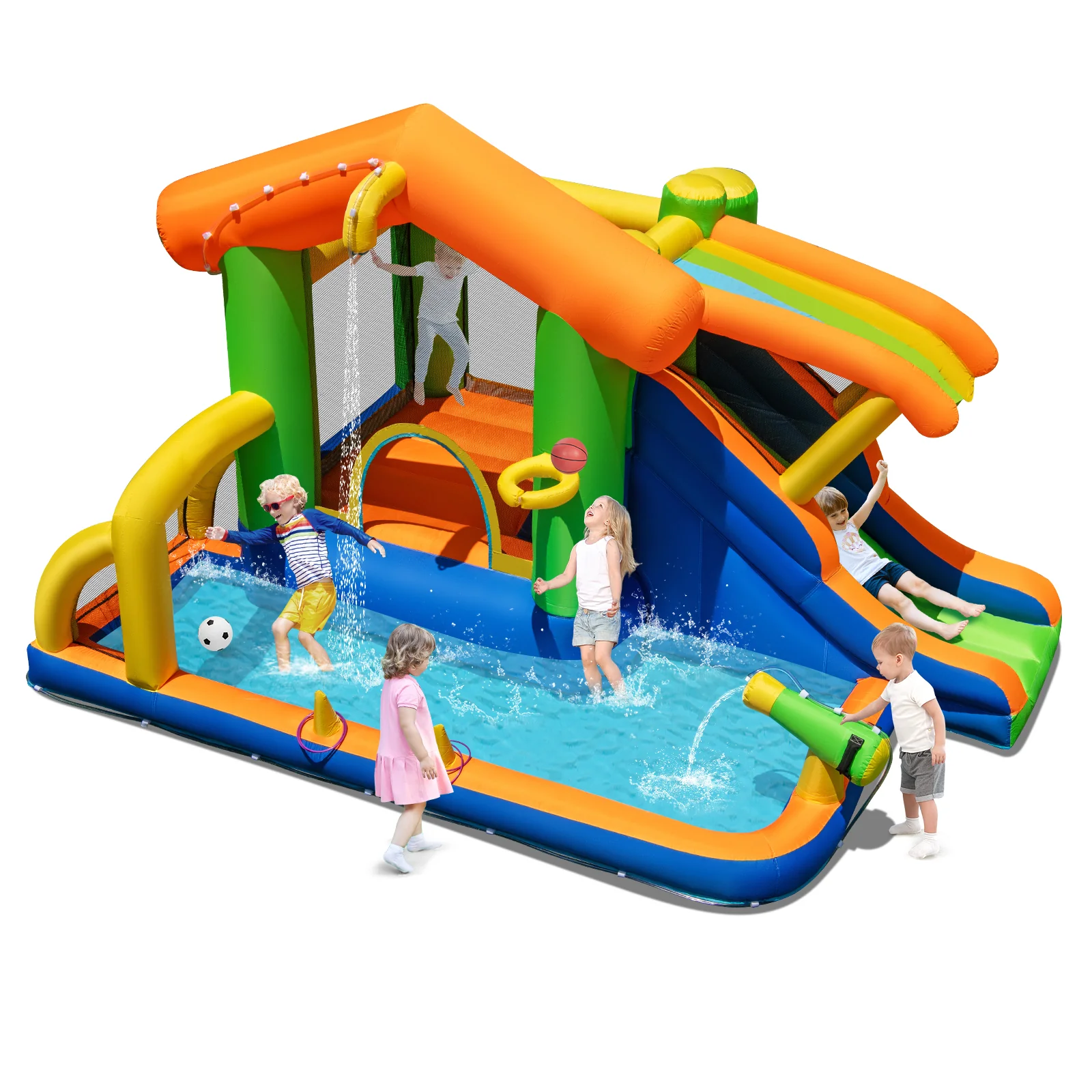 8-in-1 Jumping Castle with Slide and 480W Blower - Image 3