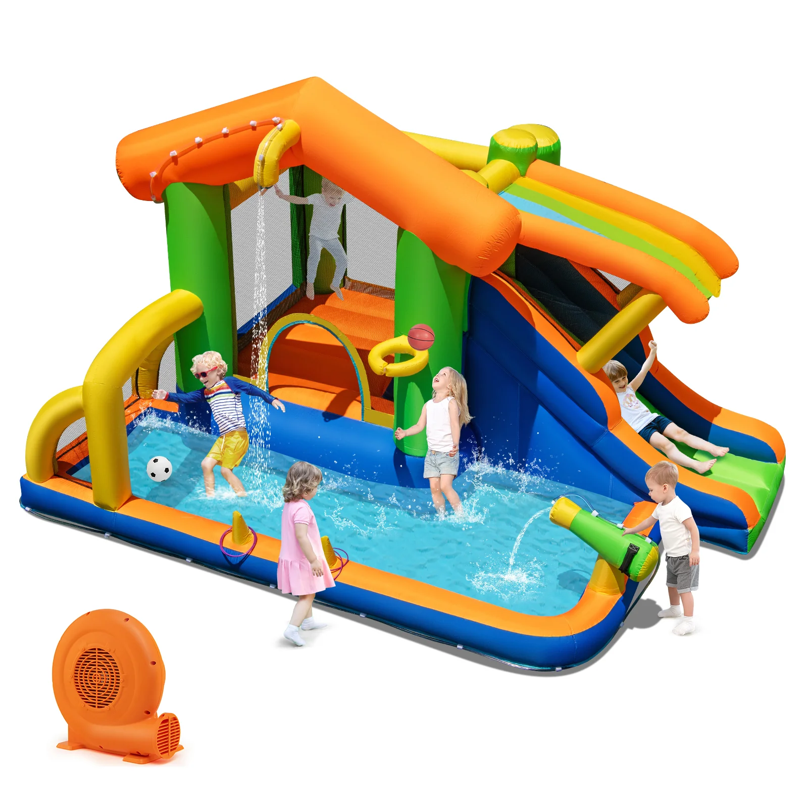 8-in-1 Jumping Castle with Slide and 520W Blower - Image 3