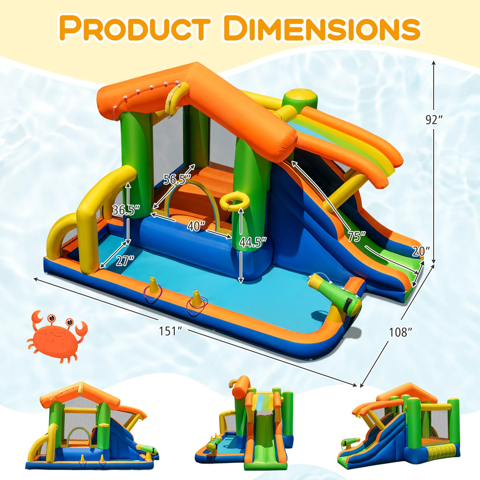 8-in-1 Jumping Castle with Slide and 520W Blower - Image 4