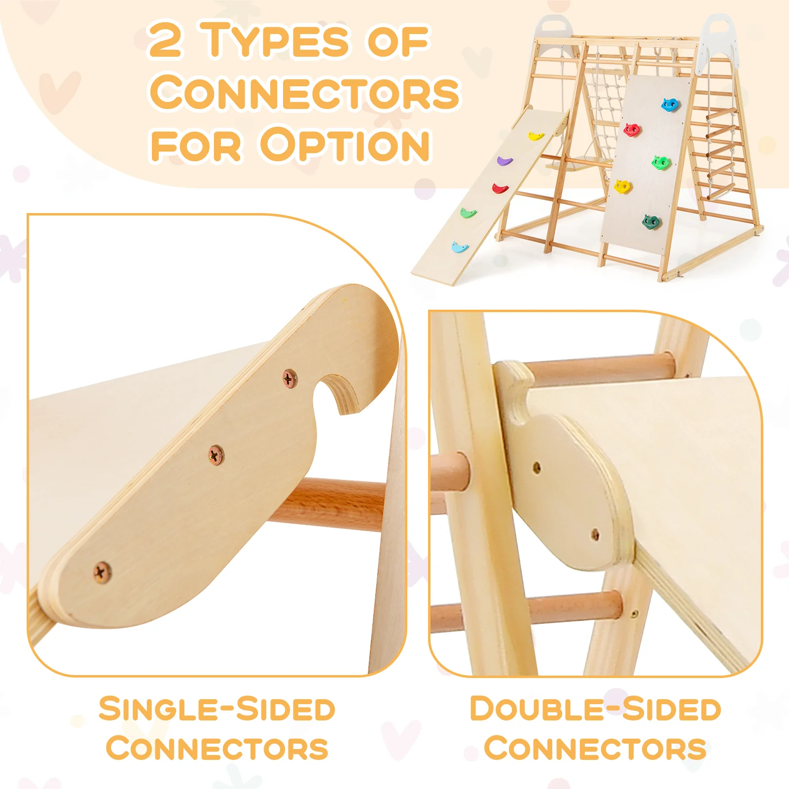 8-in-1 Wooden Jungle Gym Playset with Slide and Monkey Bars - Image 16