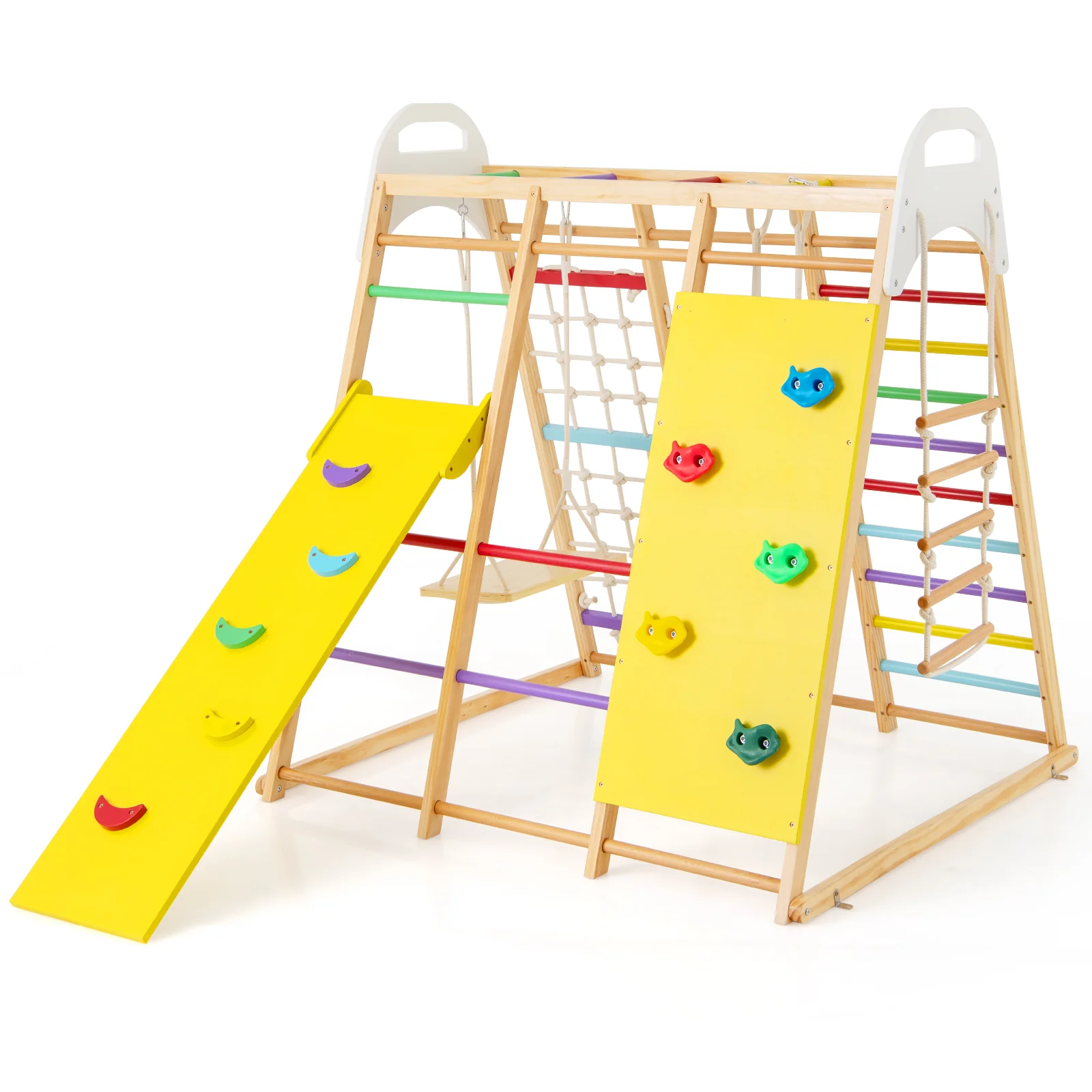 8-in-1 Wooden Jungle Gym Playset with Slide and Monkey Bars - Image 4
