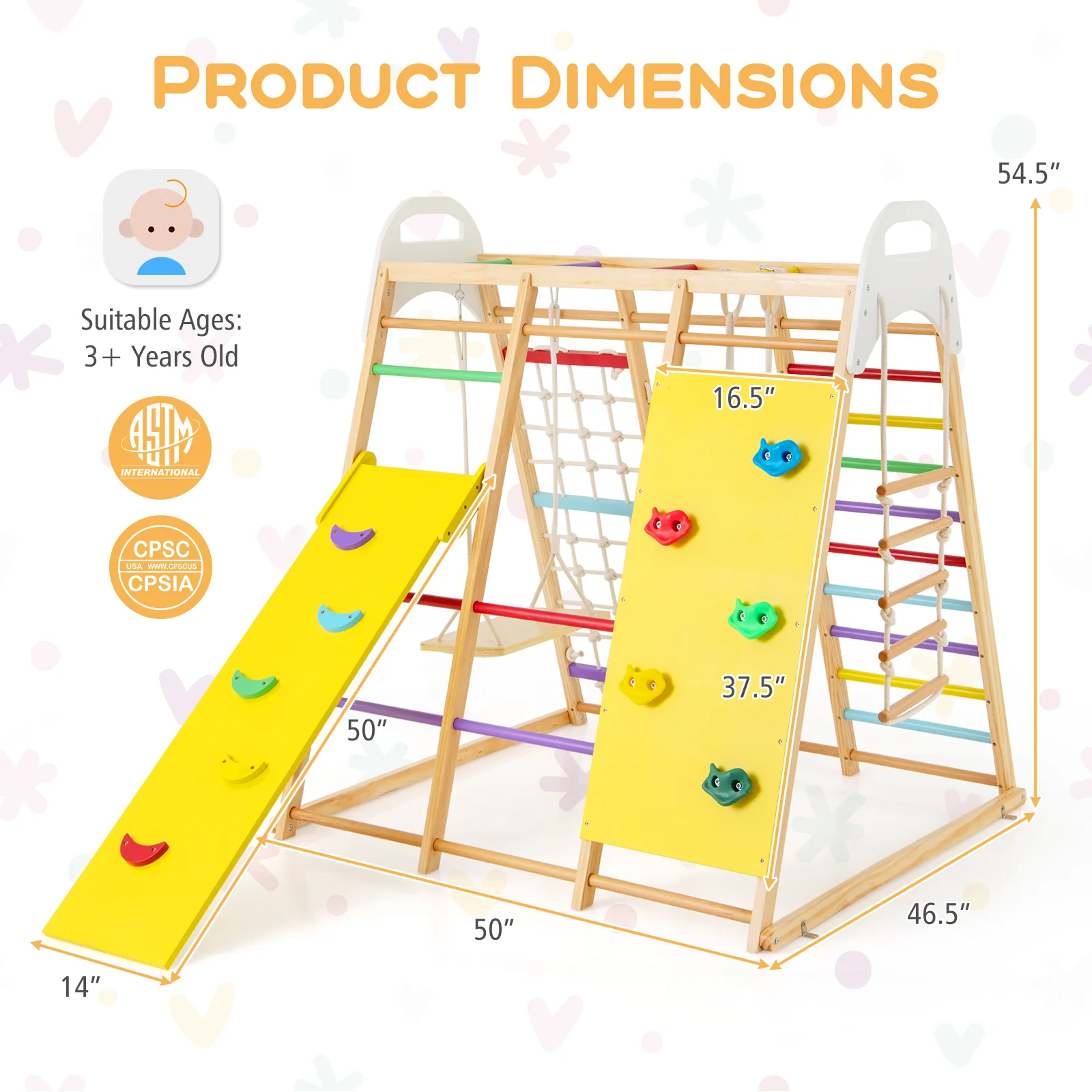 8-in-1 Wooden Jungle Gym Playset with Slide and Monkey Bars - Image 5