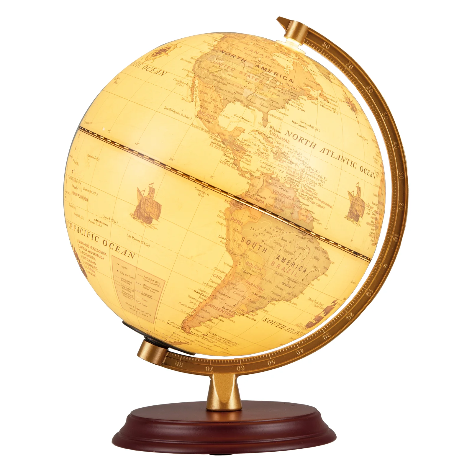 8 Inch Illuminated World Globe Night Light up Globe Lamp with Wooden Stand and HD Map - Image 11