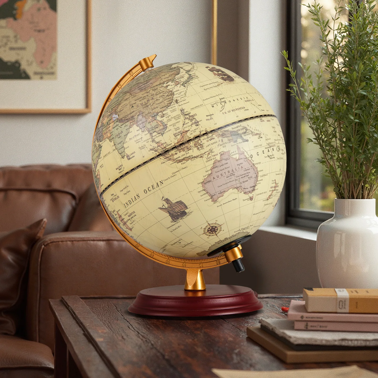 8 Inch Illuminated World Globe Night Light up Globe Lamp with Wooden Stand and HD Map - Image 13