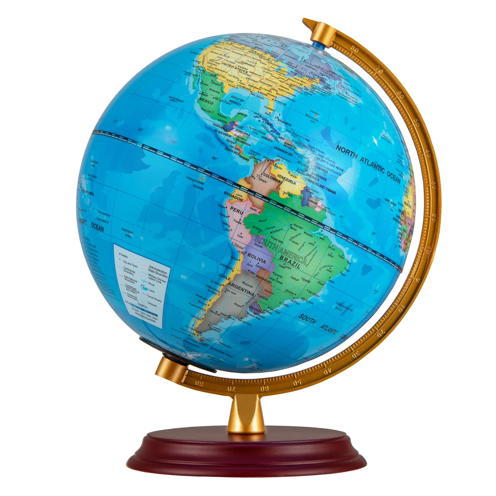 8 Inch Illuminated World Globe Night Light up Globe Lamp with Wooden Stand and HD Map - Image 3