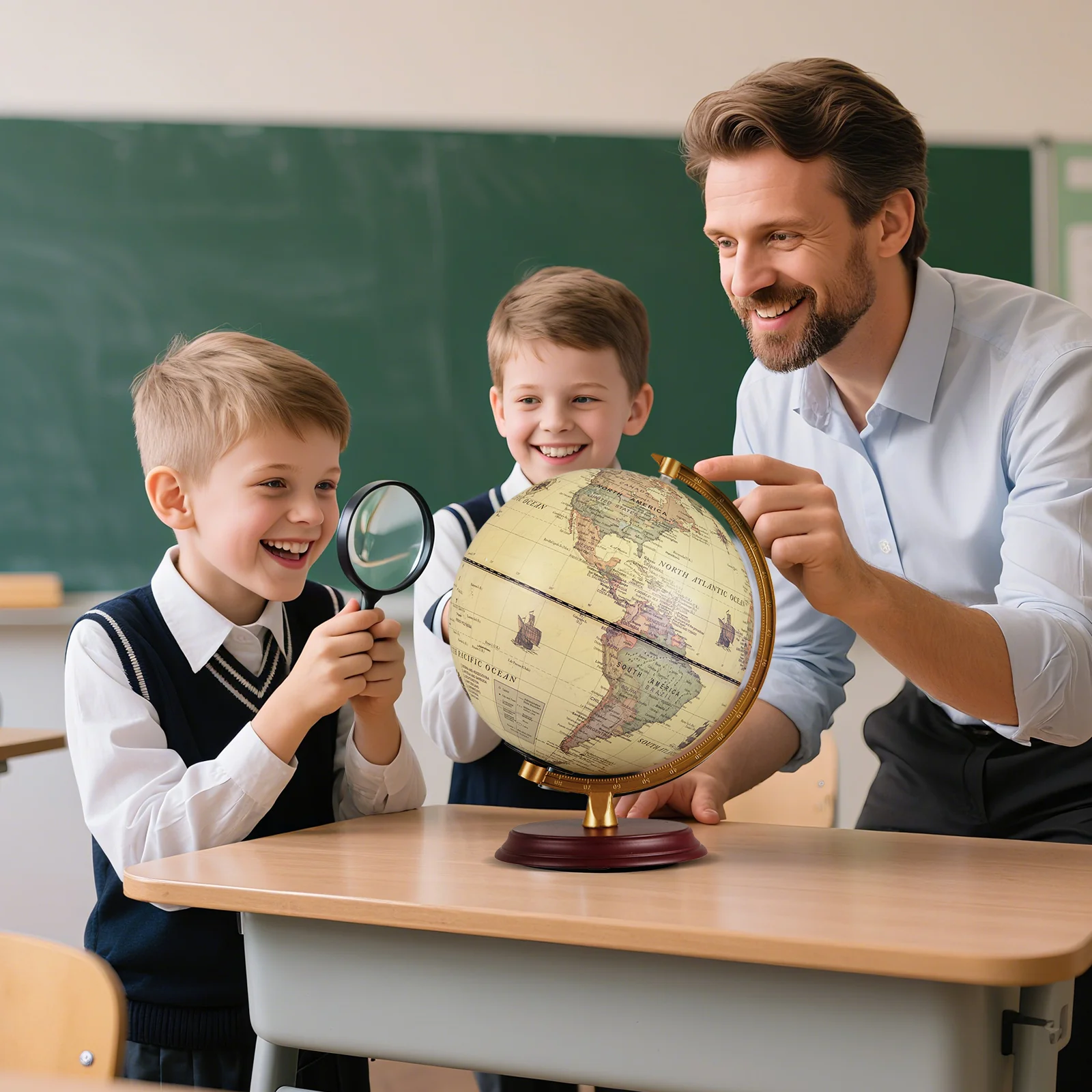 8 Inch Illuminated World Globe Night Light up Globe Lamp with Wooden Stand and HD Map - Image 9