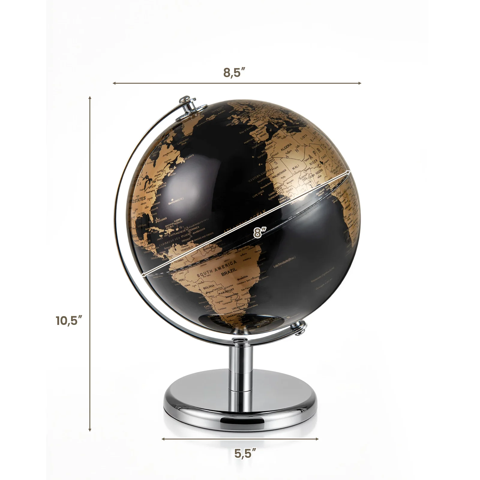 8" World Globe Modern Decorative Tabletop Earth Globe - Image 12
