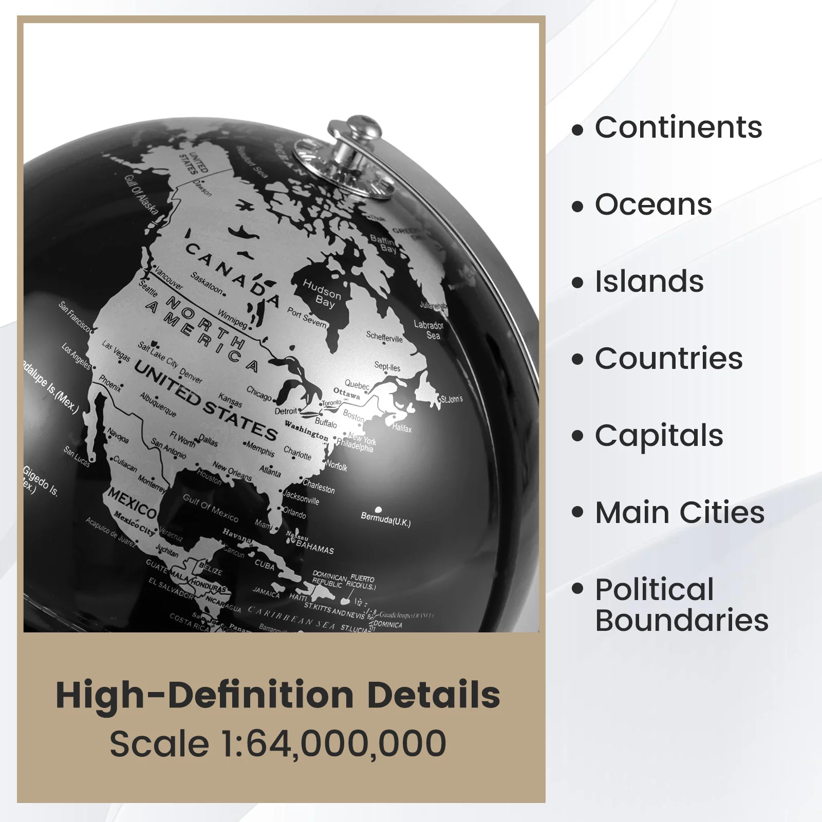 8" World Globe Modern Decorative Tabletop Earth Globe - Image 7