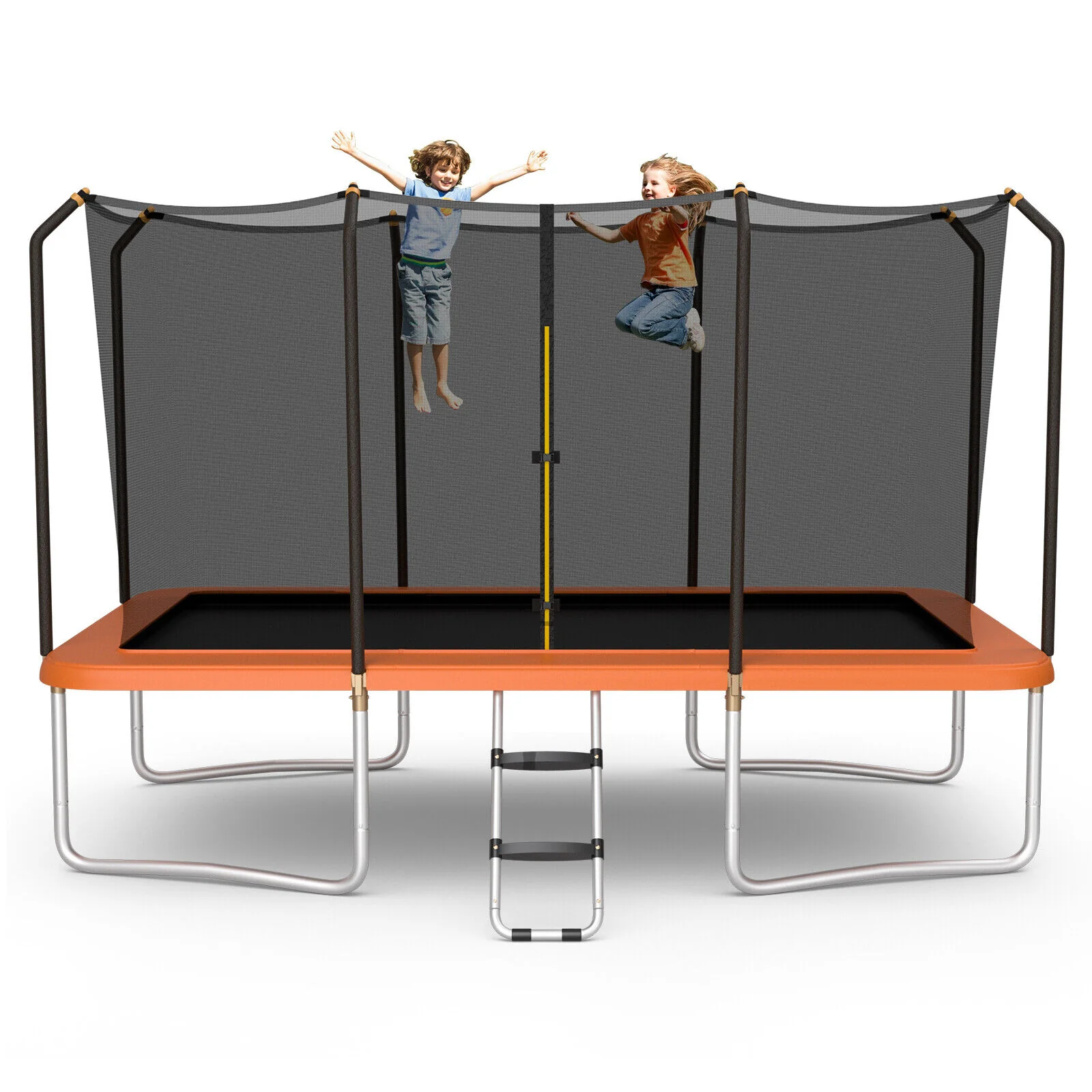 8 x 14 Feet Rectangular Recreational Trampoline with Safety Enclosure Net and Ladder - Image 10
