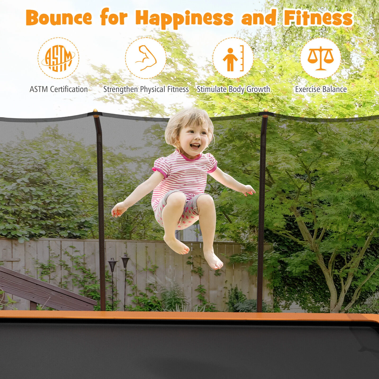 8 x 14 Feet Rectangular Recreational Trampoline with Safety Enclosure Net and Ladder - Image 15