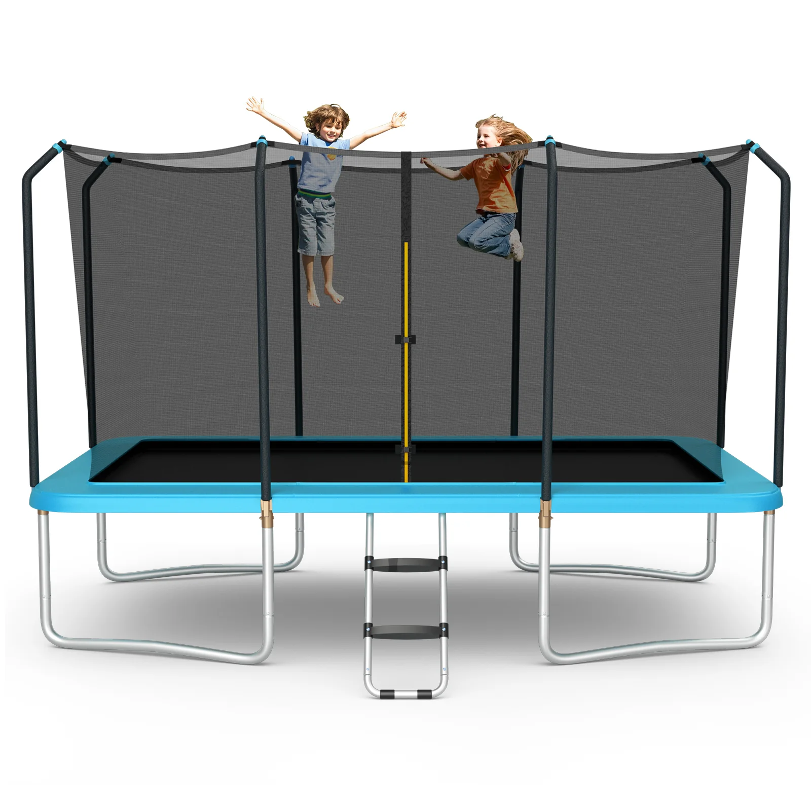 8 x 14 Feet Rectangular Recreational Trampoline with Safety Enclosure Net and Ladder - Image 3