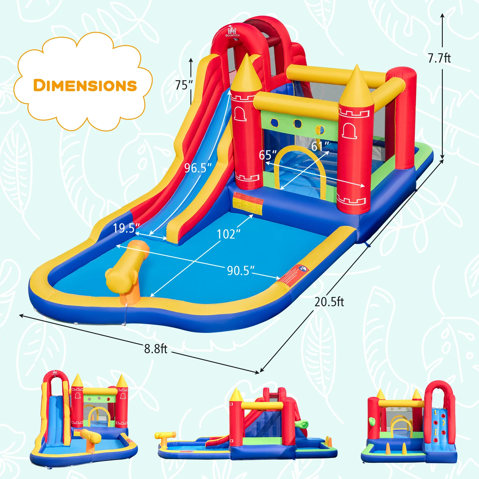 9-in-1 Inflatable Bounce Castle with Water Slide and Splash Pool without Blower - Image 5